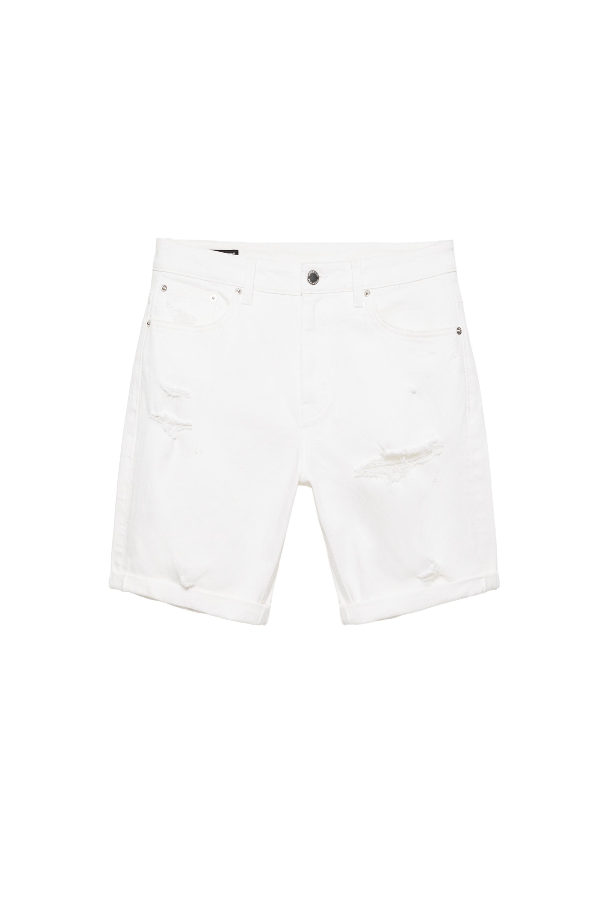 Pull&Bear Distressed denim bermuda görsel 6