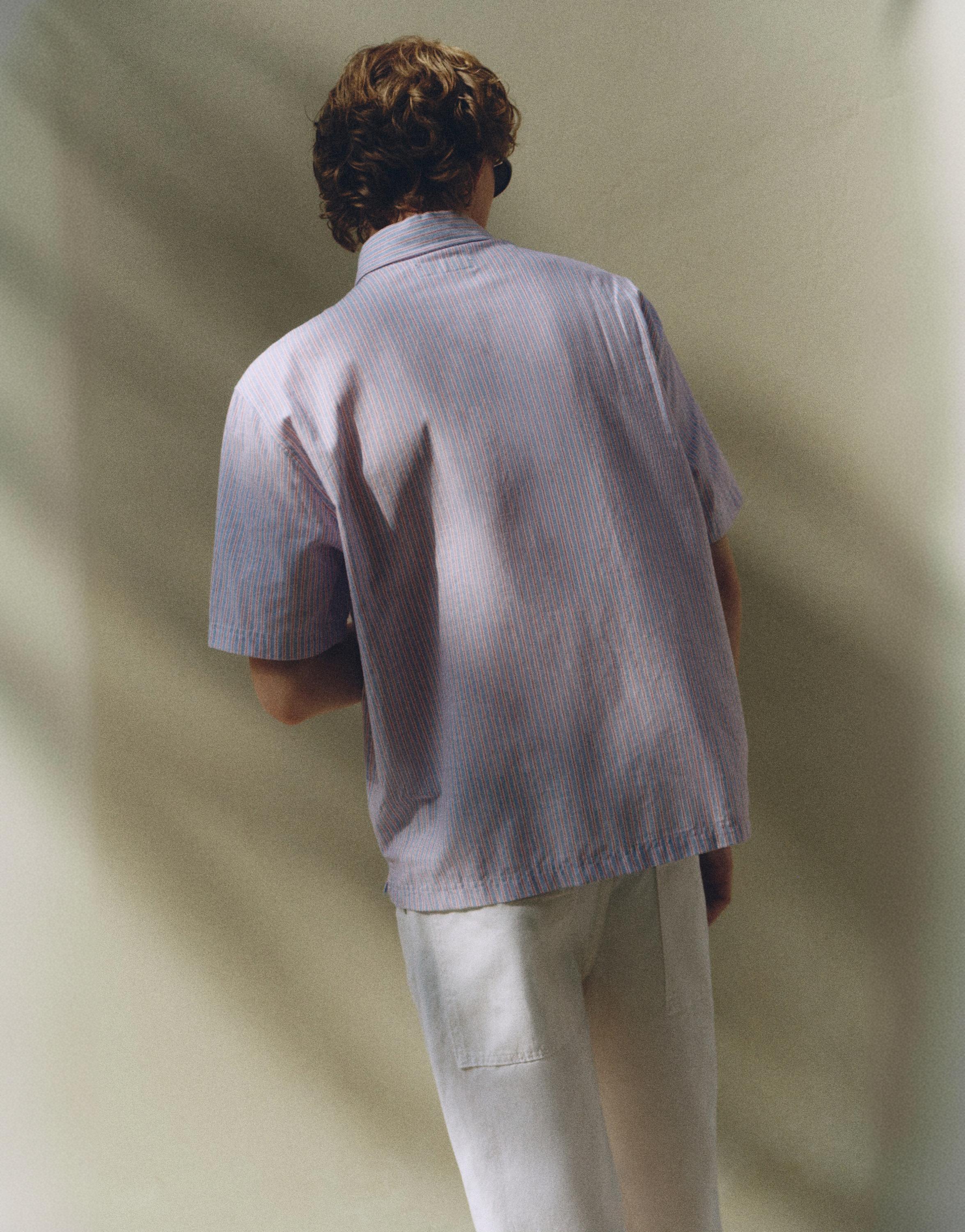 Striped short sleeve shirt — Pale ecru