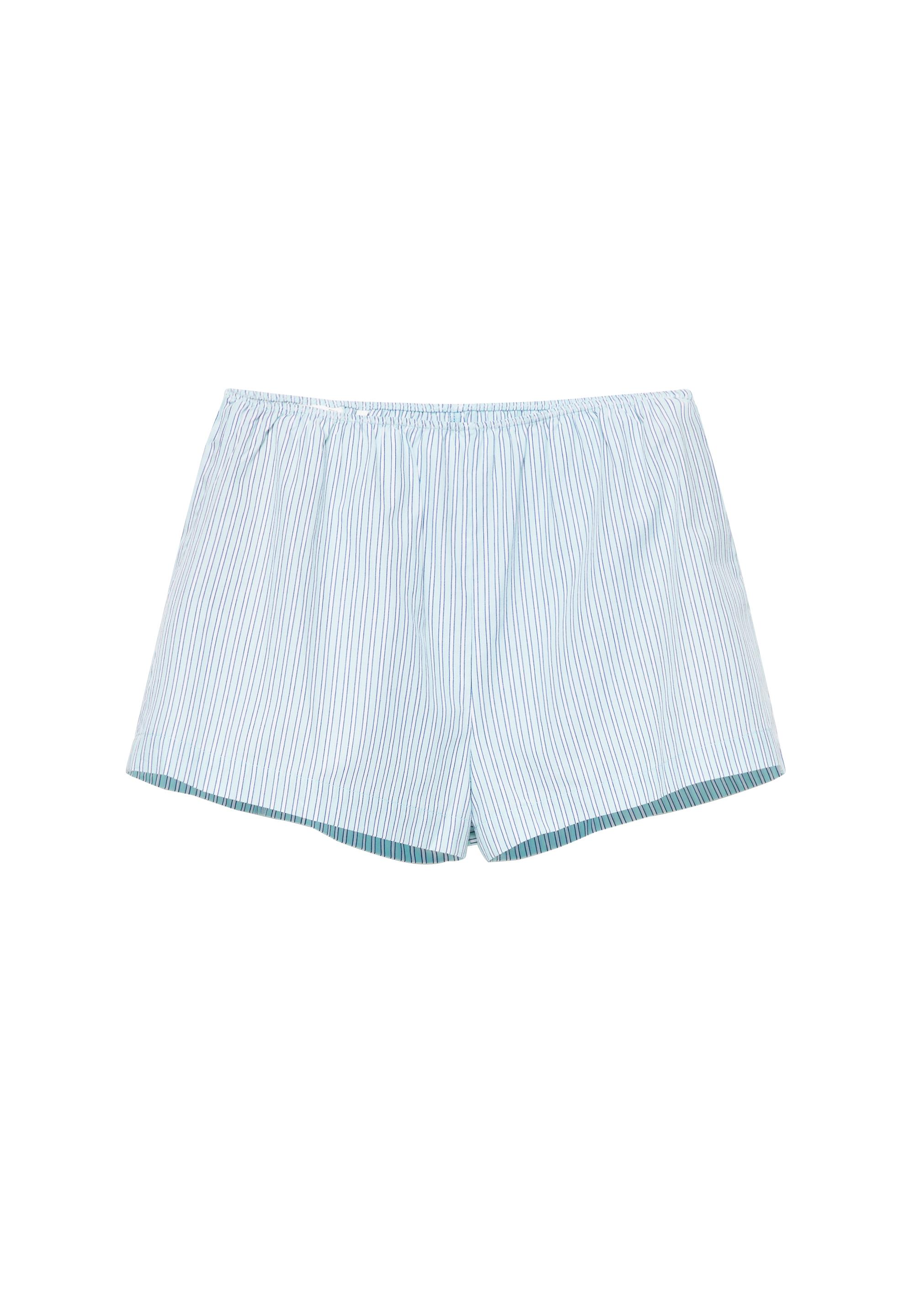 Striped pajama-style shorts — Water blue