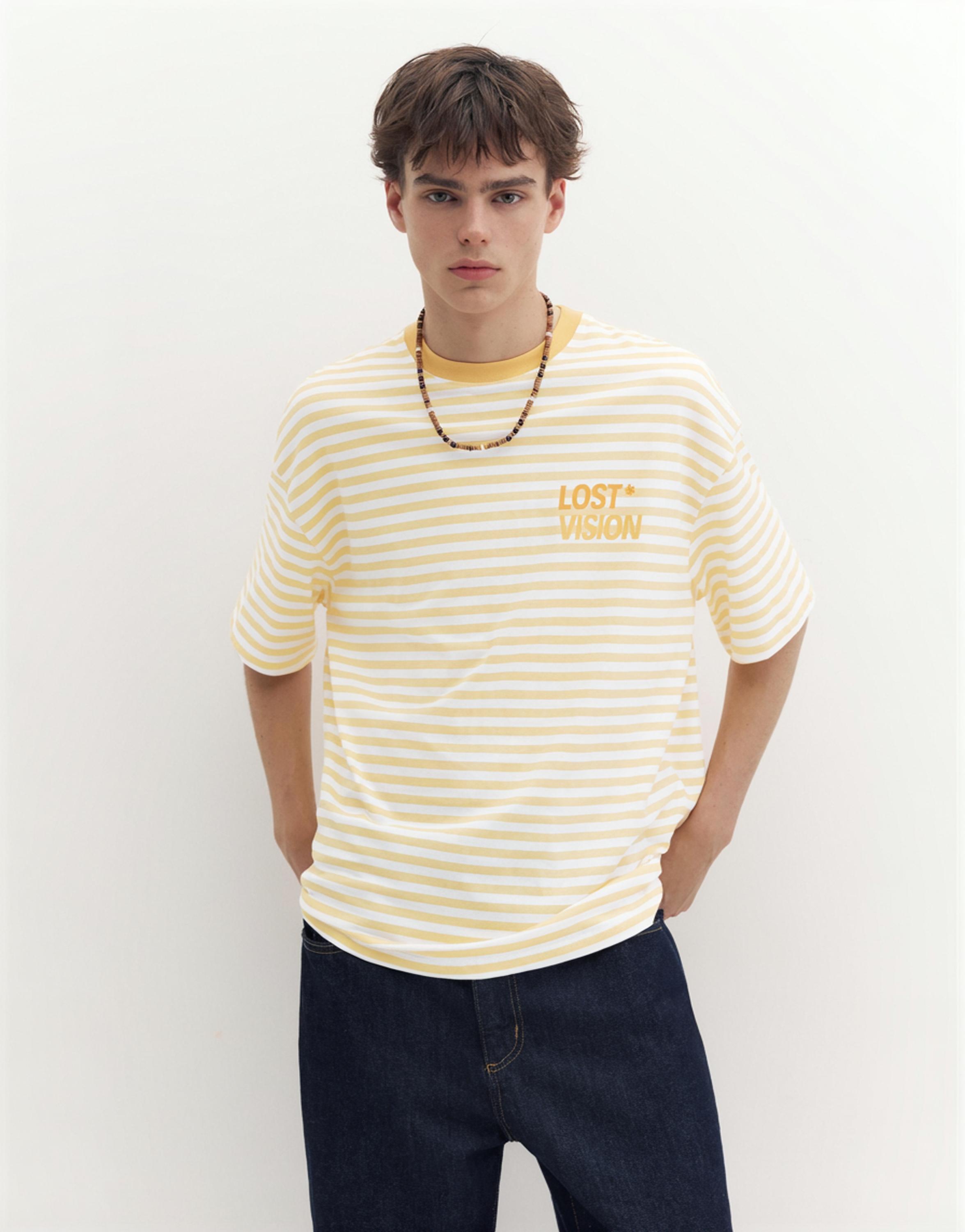 STWD boxy striped T-shirt — Yellow