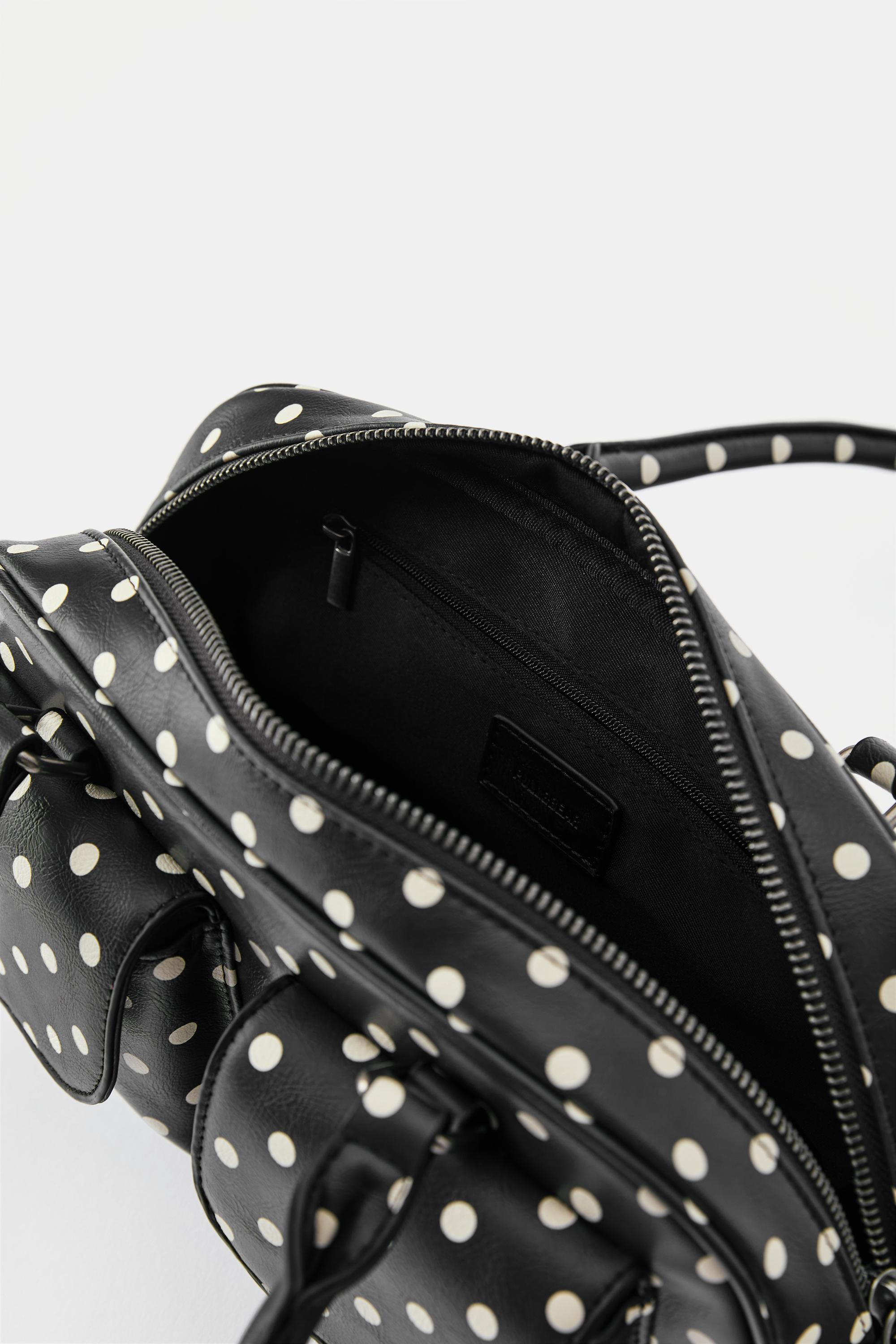 Polka dot multipocket shoulder bag — Black