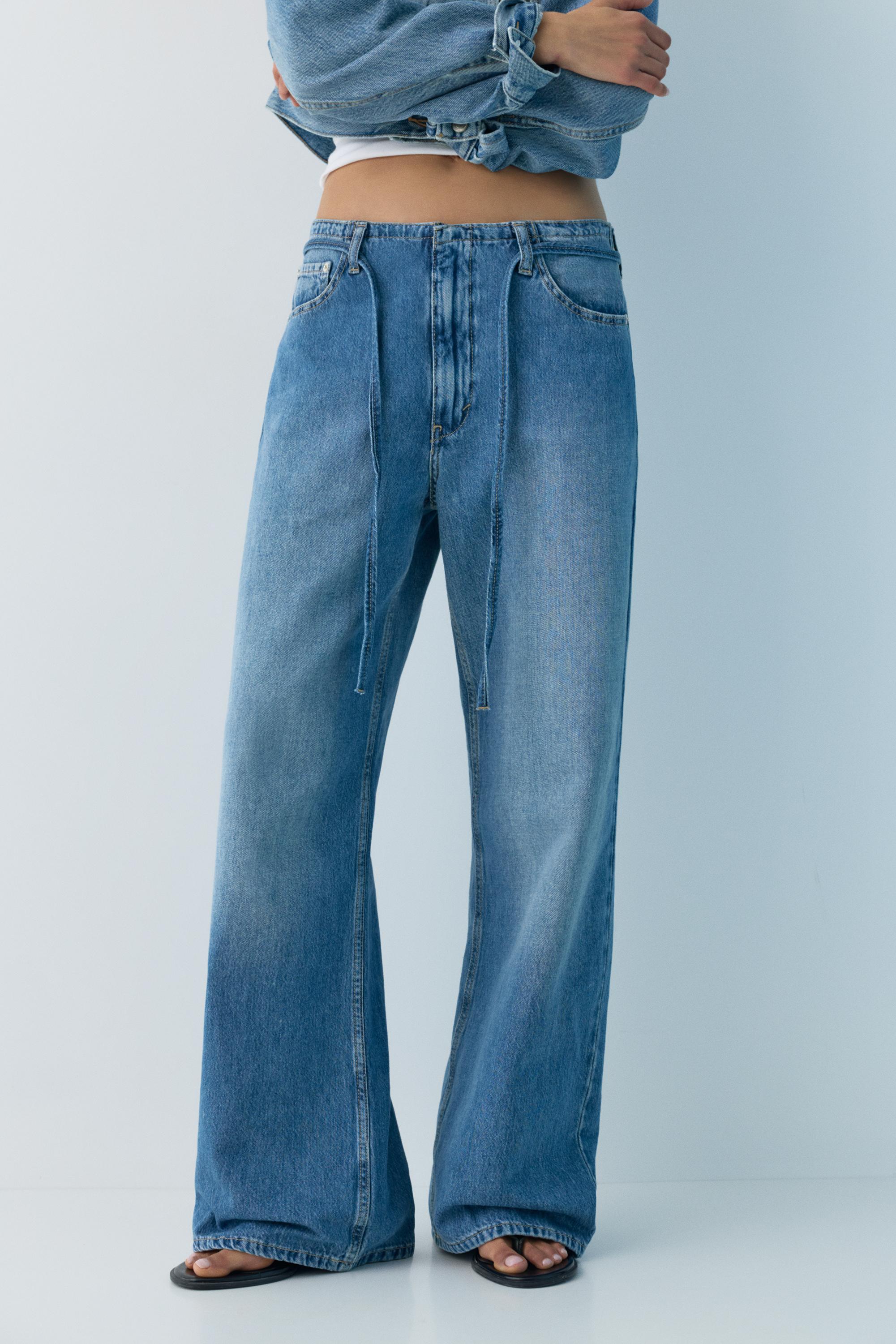 Baggy jeans with drawstring — Medium blue