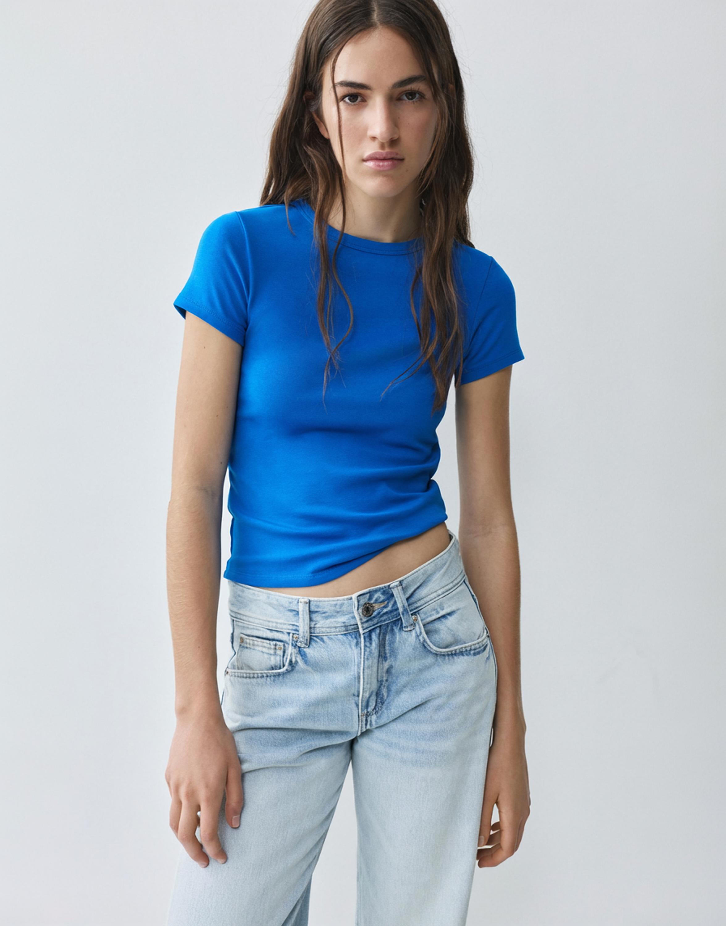 Fitted short sleeve T-shirt — Blue