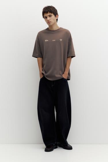 Short sleeve graphic sweatshirt — Brown 4