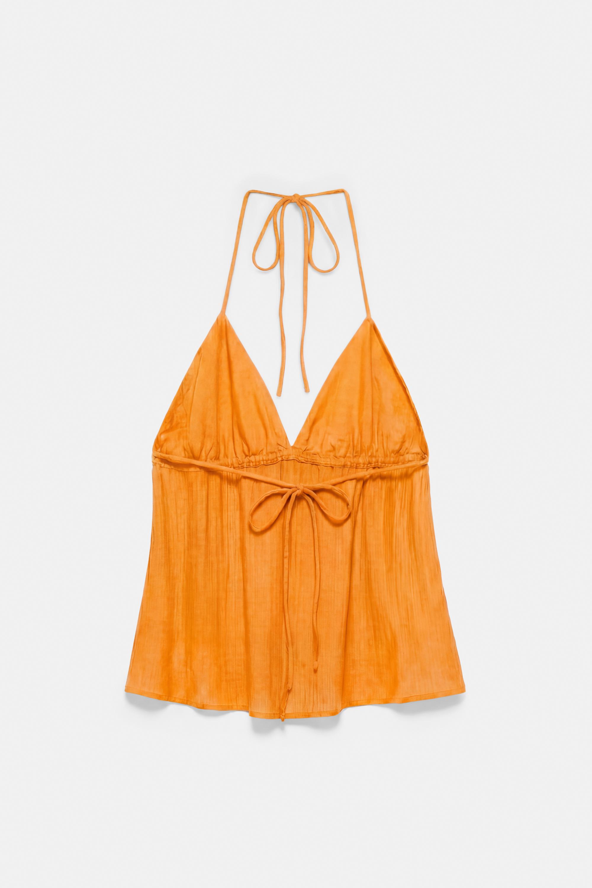 Beaded halter top — Orange