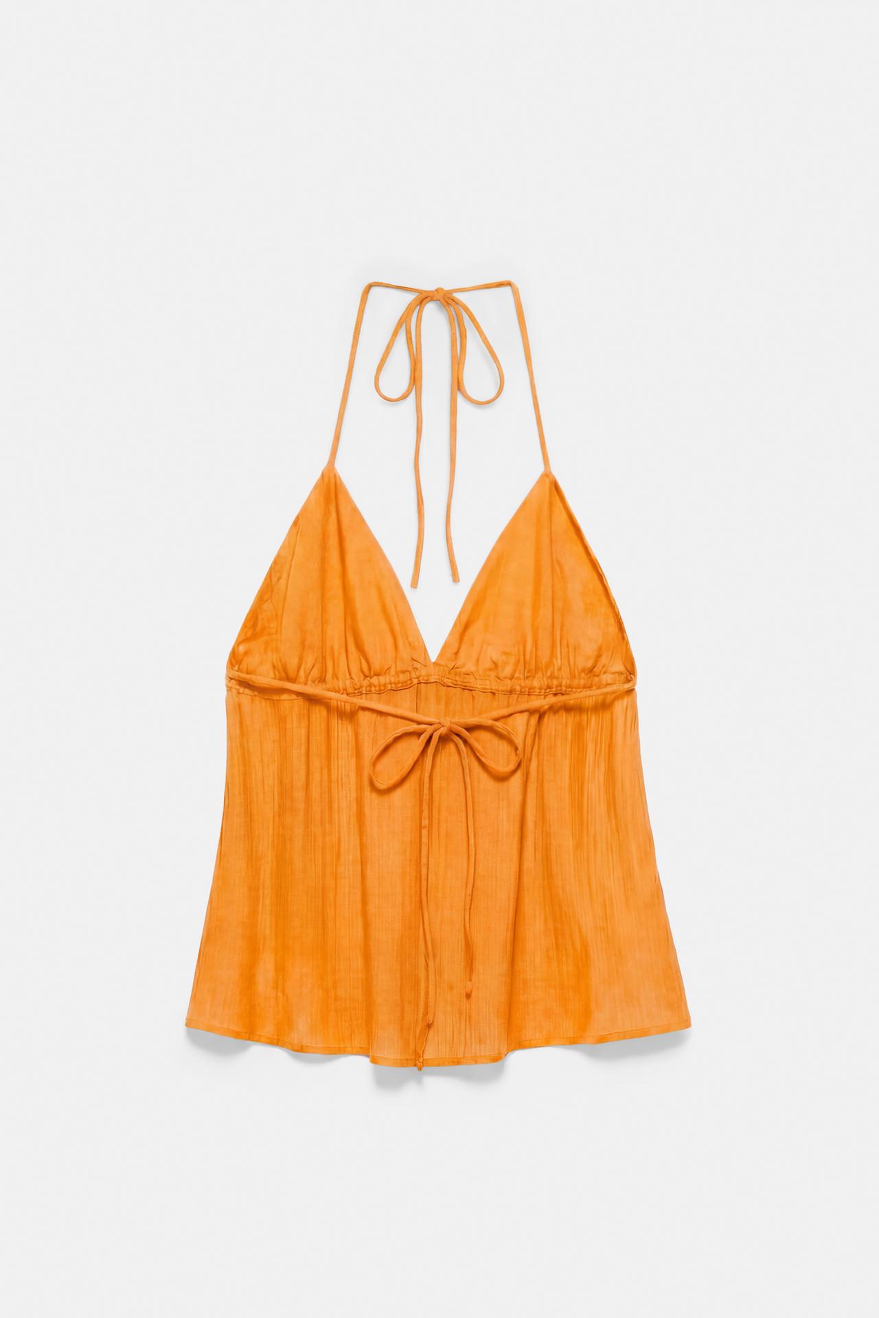Beaded halter top — Orange