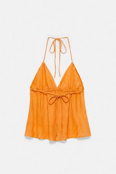 Beaded halter top — Orange 6