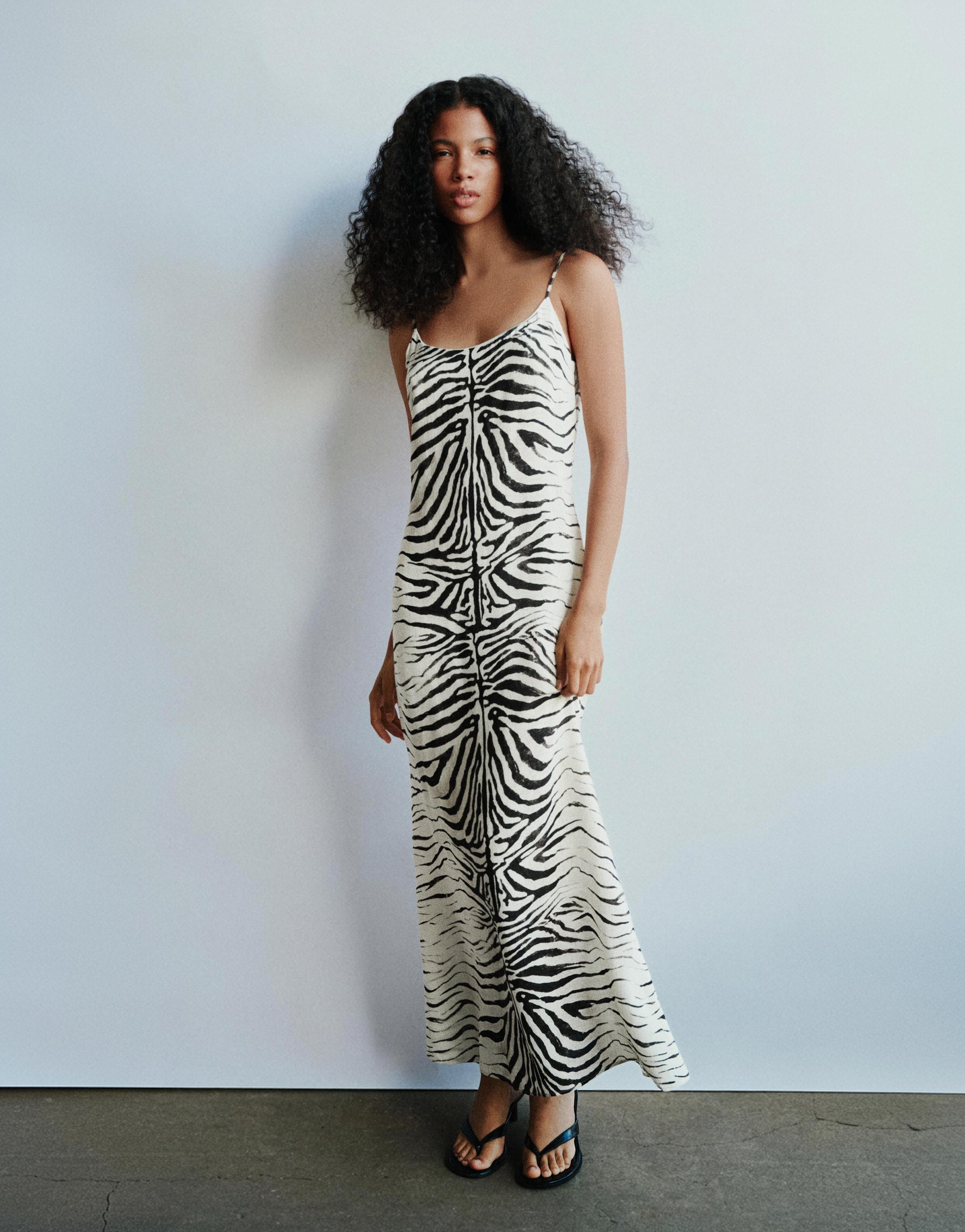 Zebra print midi dress — Ice