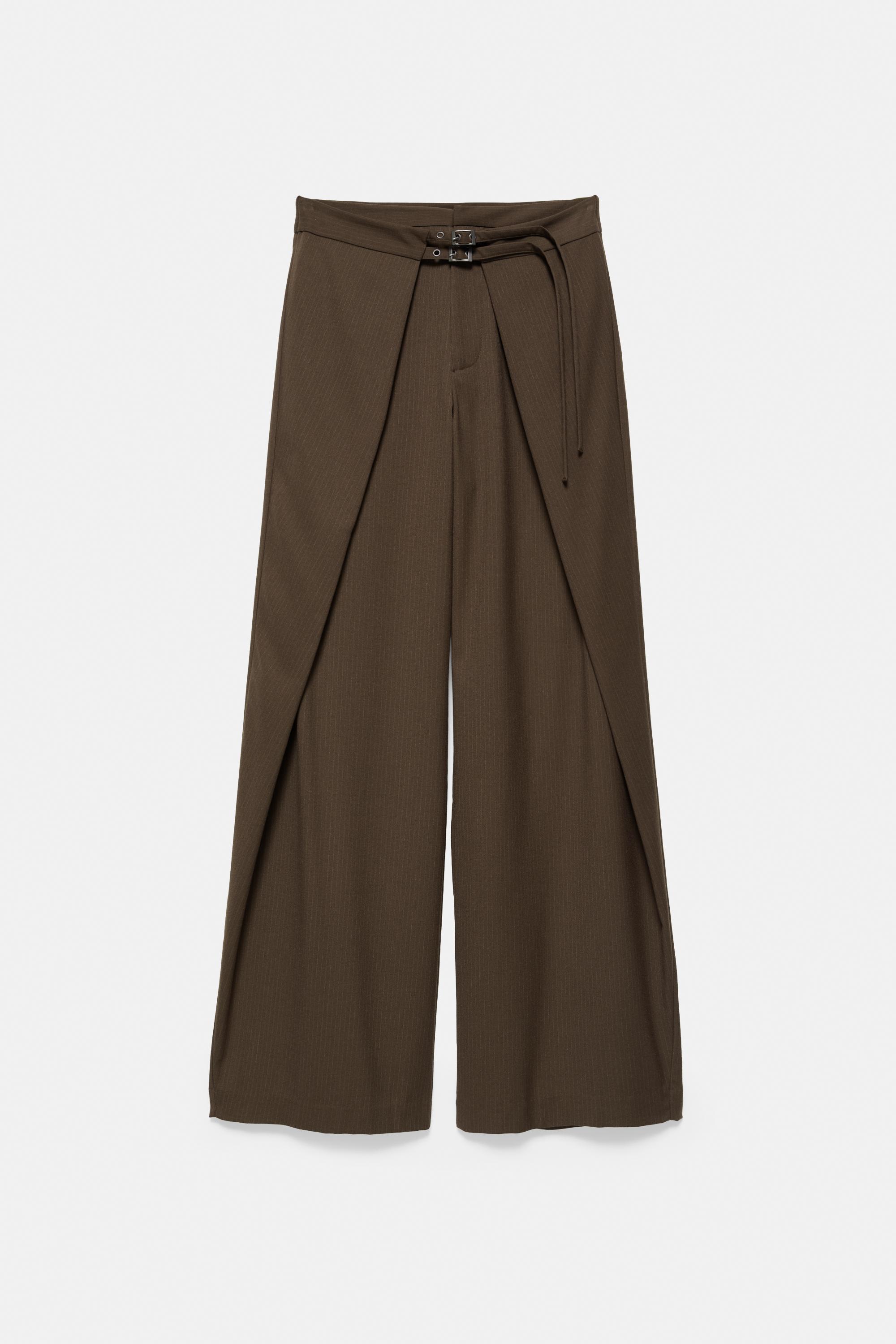 Darted buckled smart trousers — Brown