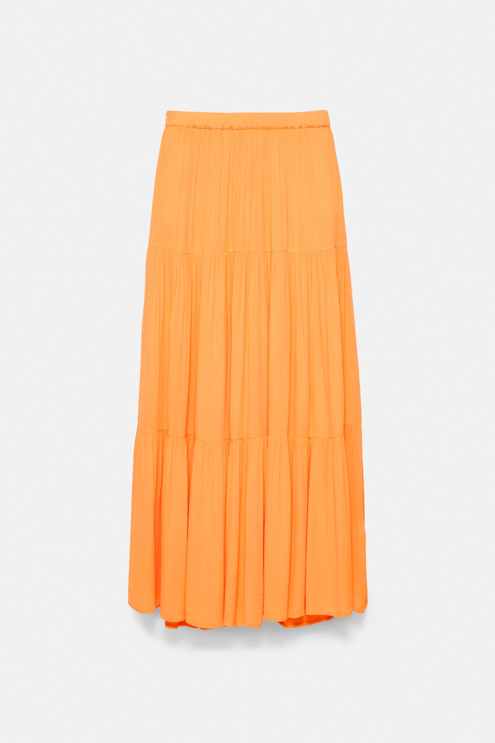 Flowy paneled midi skirt — Orange