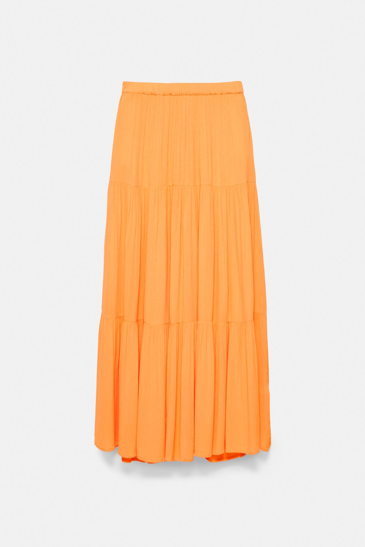 Flowy paneled midi skirt — Orange