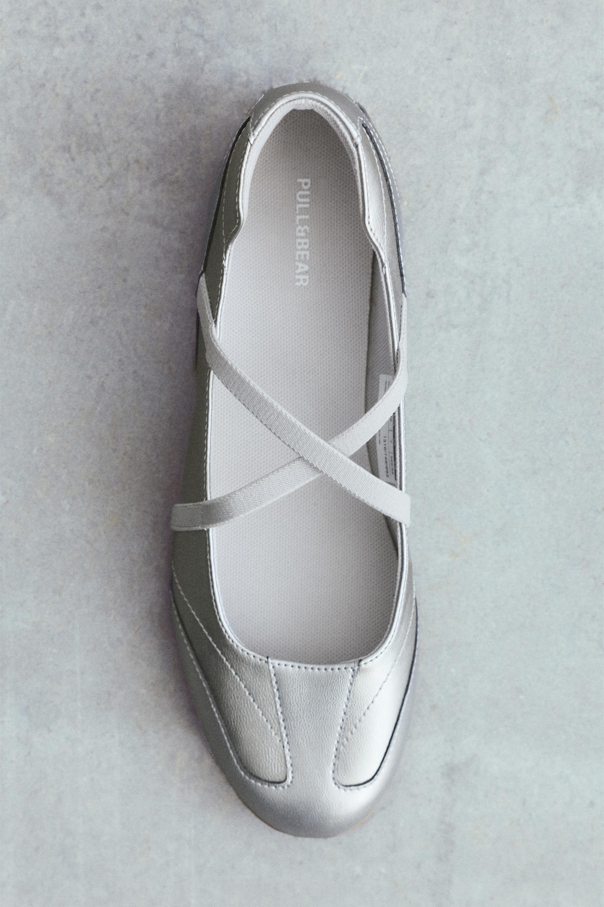 Metallic sports ballet flats — Silver