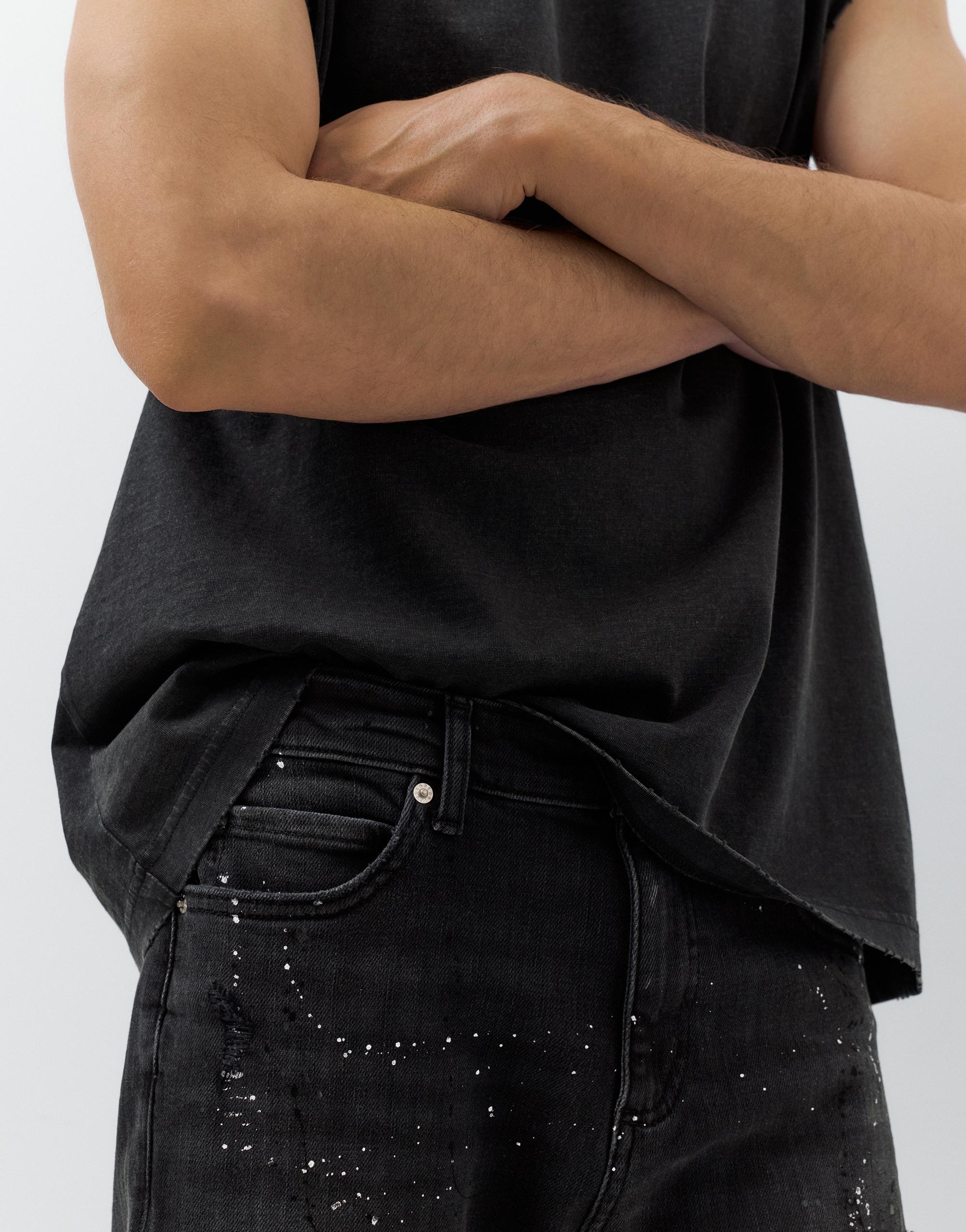 Ripped skinny jeans — Faded black