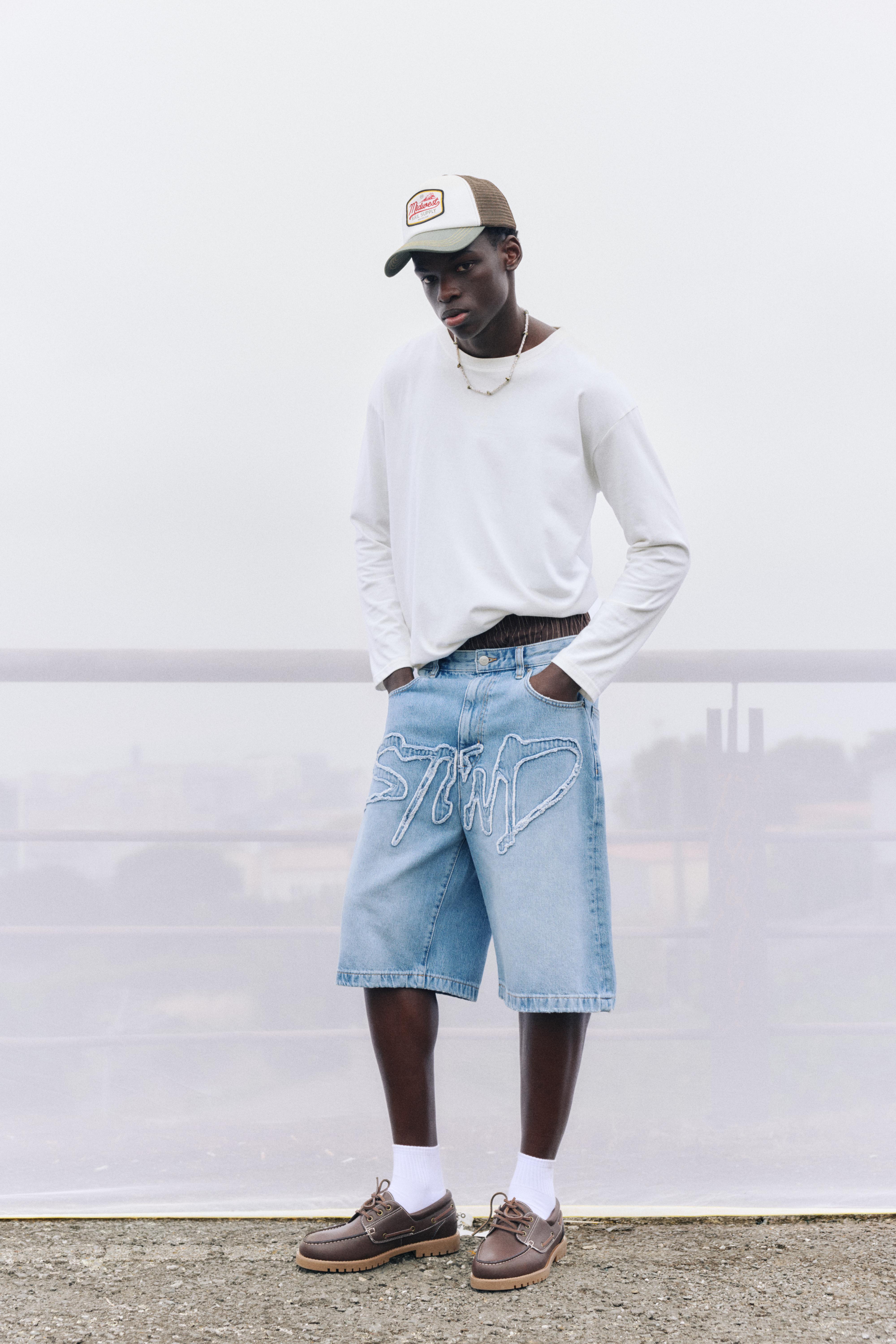 STWD skater denim Bermuda shorts — Pale indigo