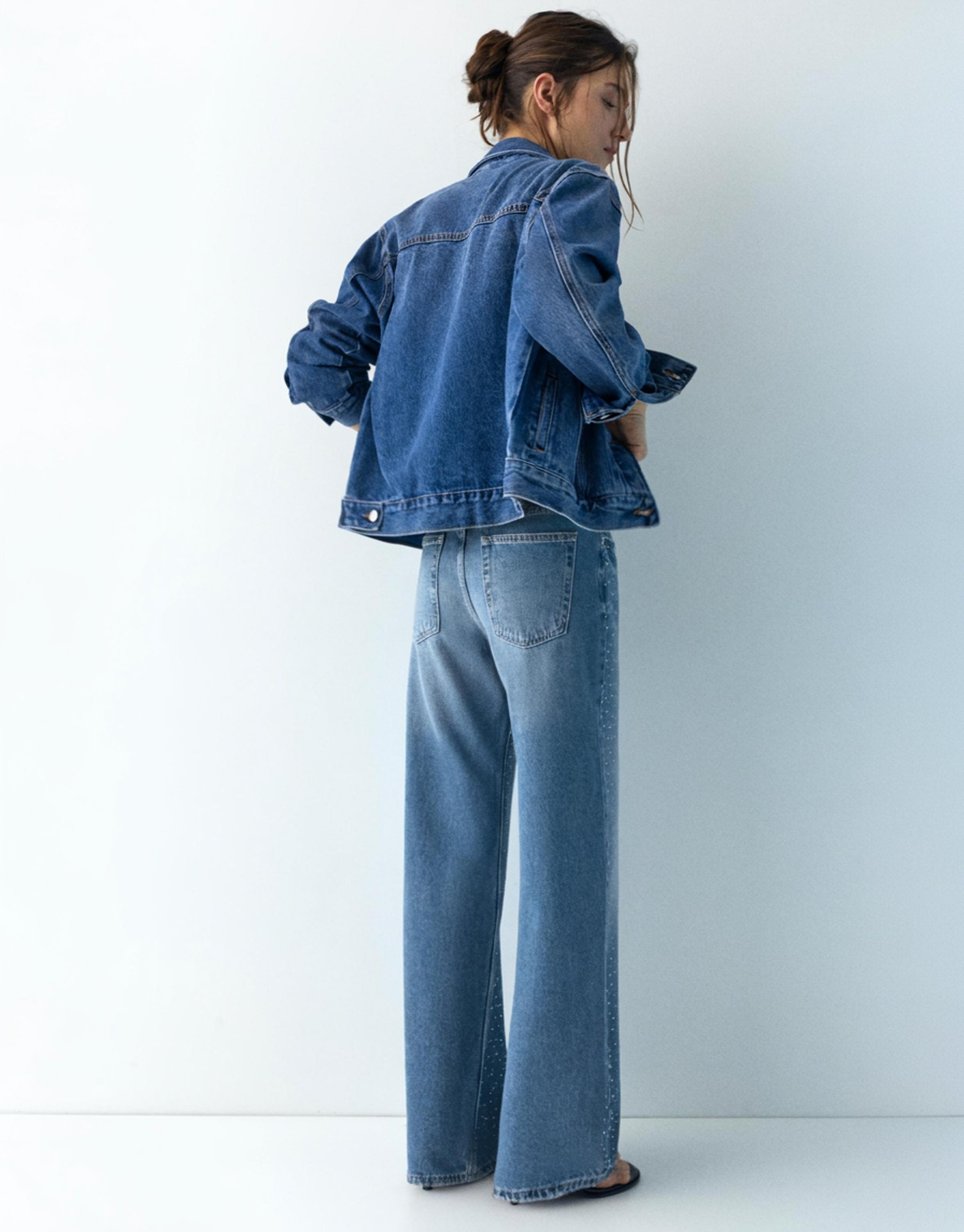 Işıltılı baggy straight fit jean - Görsel 11