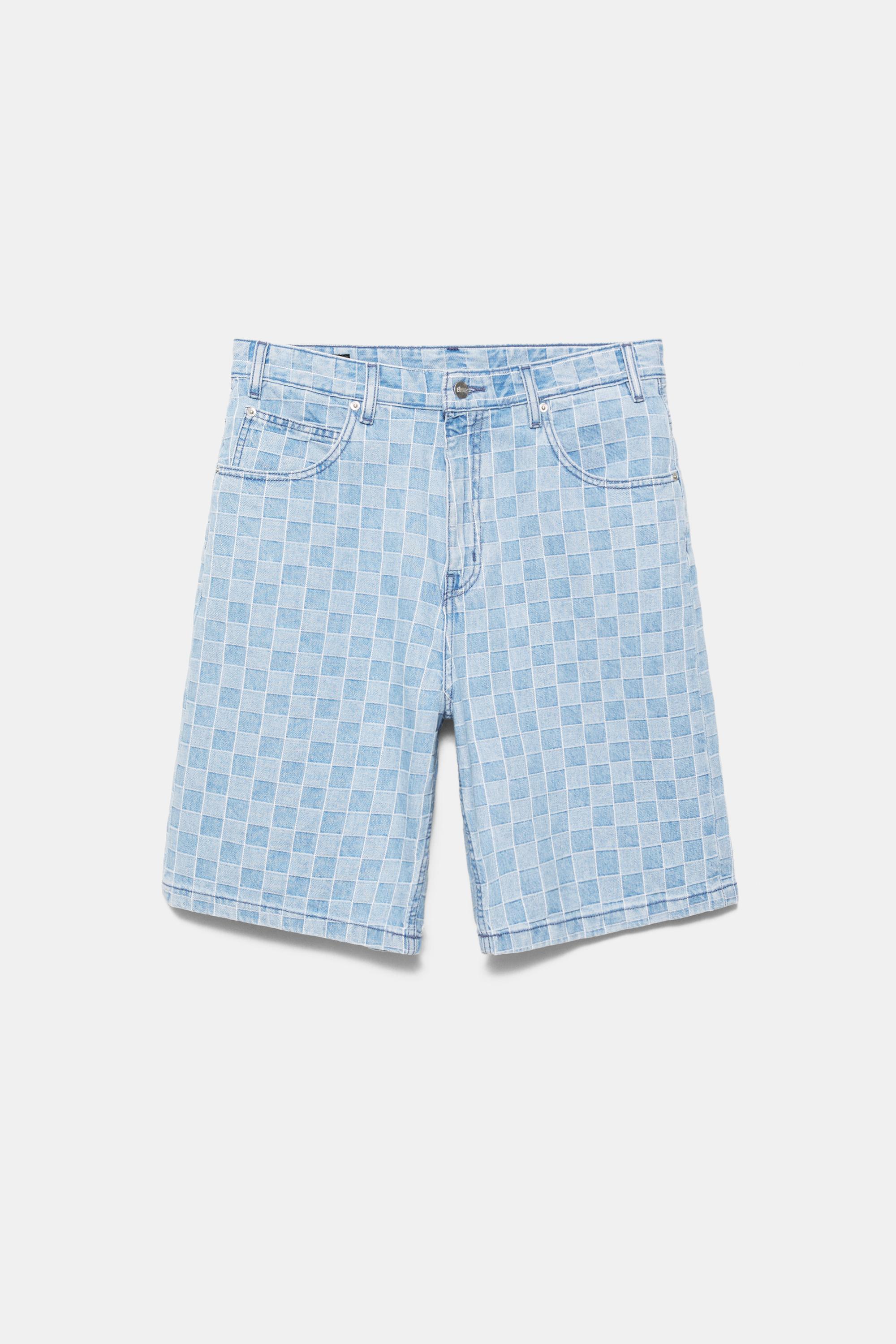 Kareli denim bermuda - Görsel 2