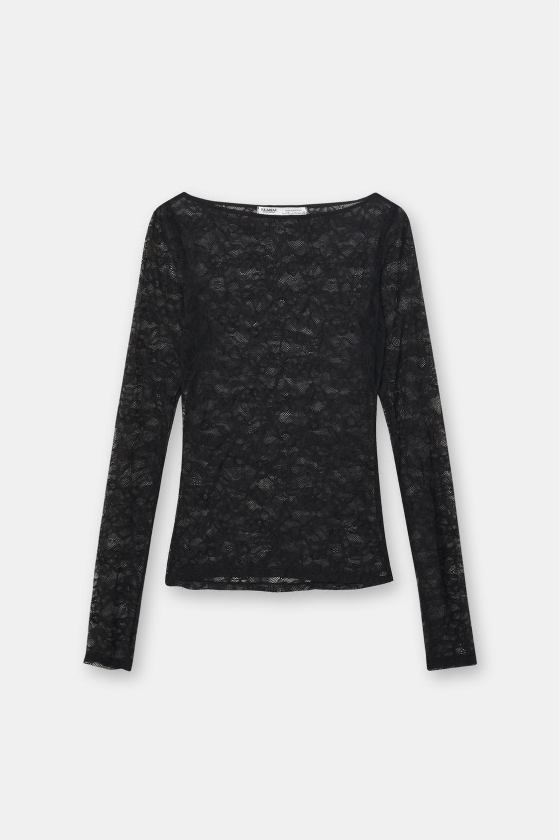 Long sleeve lace T-shirt - PULL&BEAR