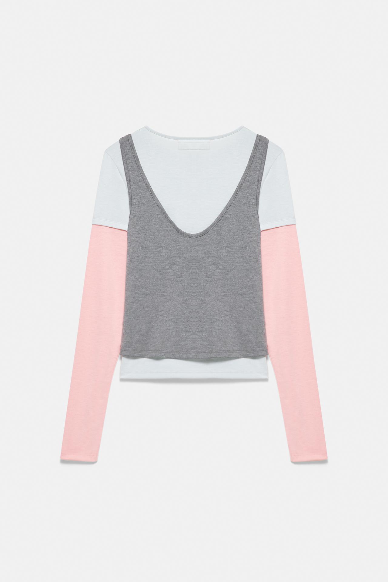 Triple-layer T-shirt — Grey marl