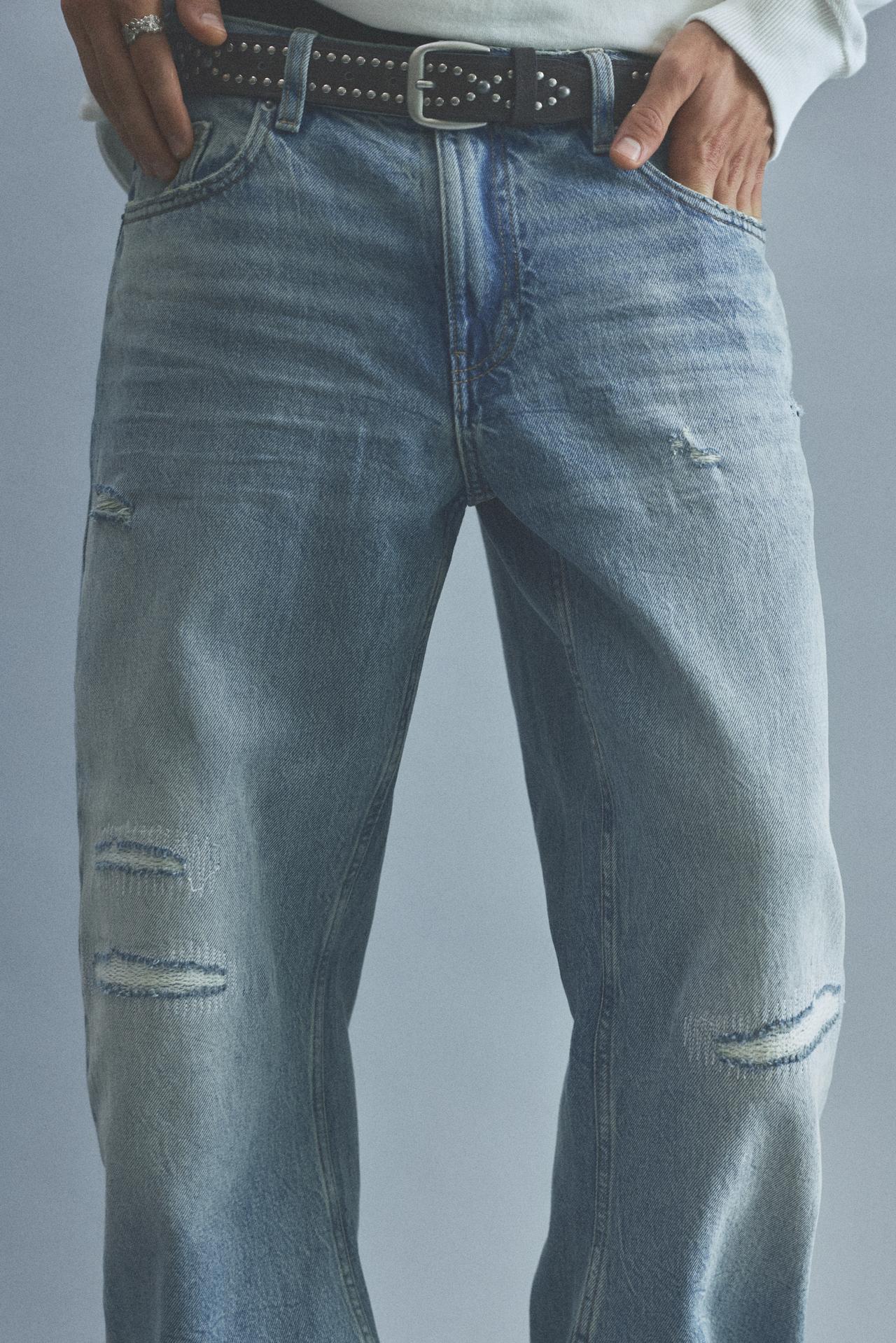 Low-rise baggy jeans — Medium blue