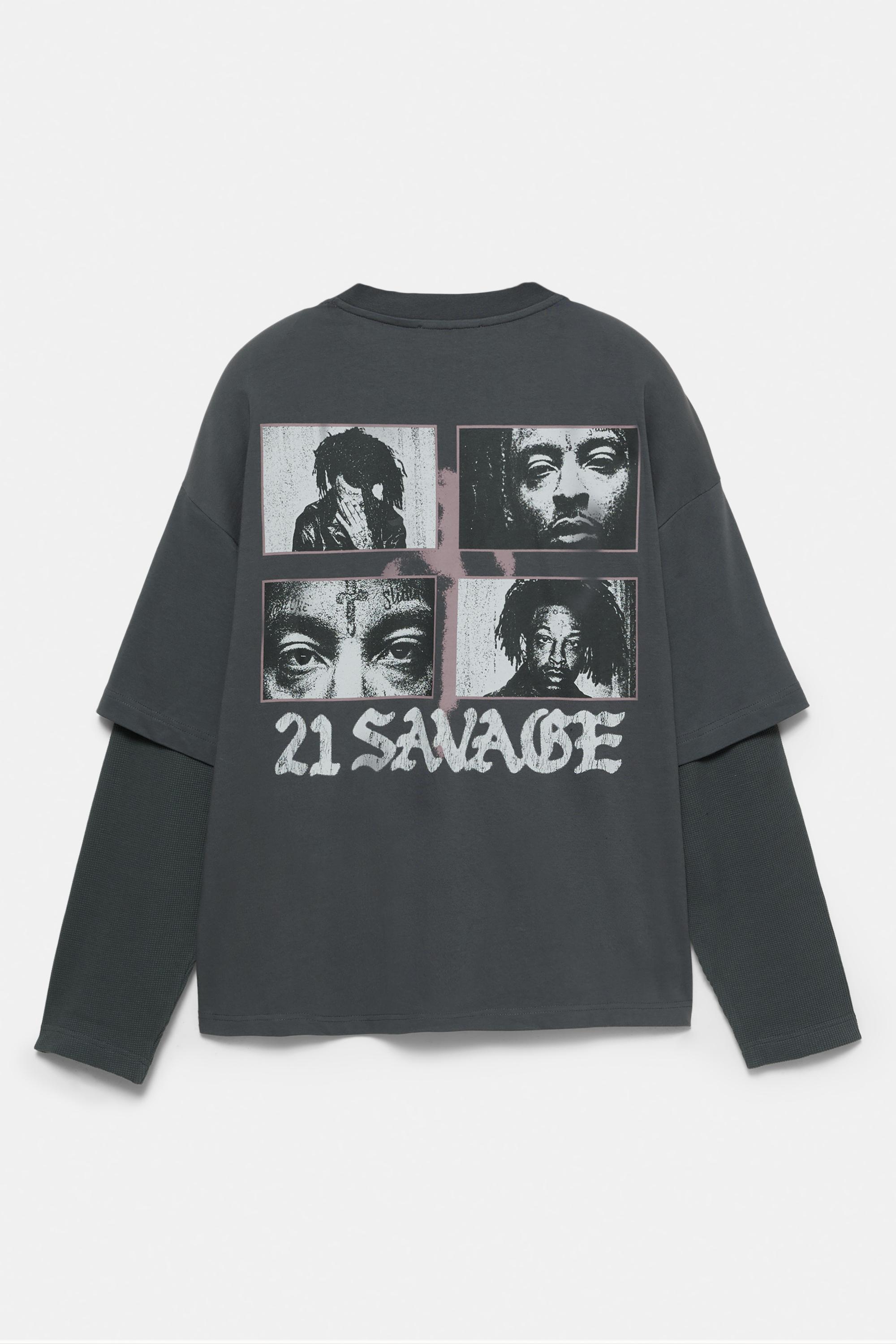 21 Savage çift kollu t-shirt