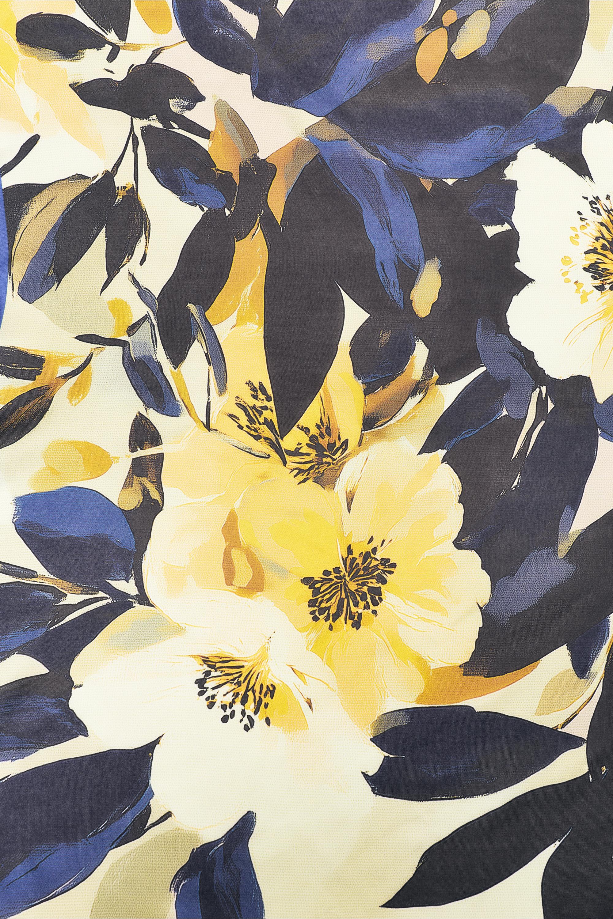 Floral satin scarf — Blue