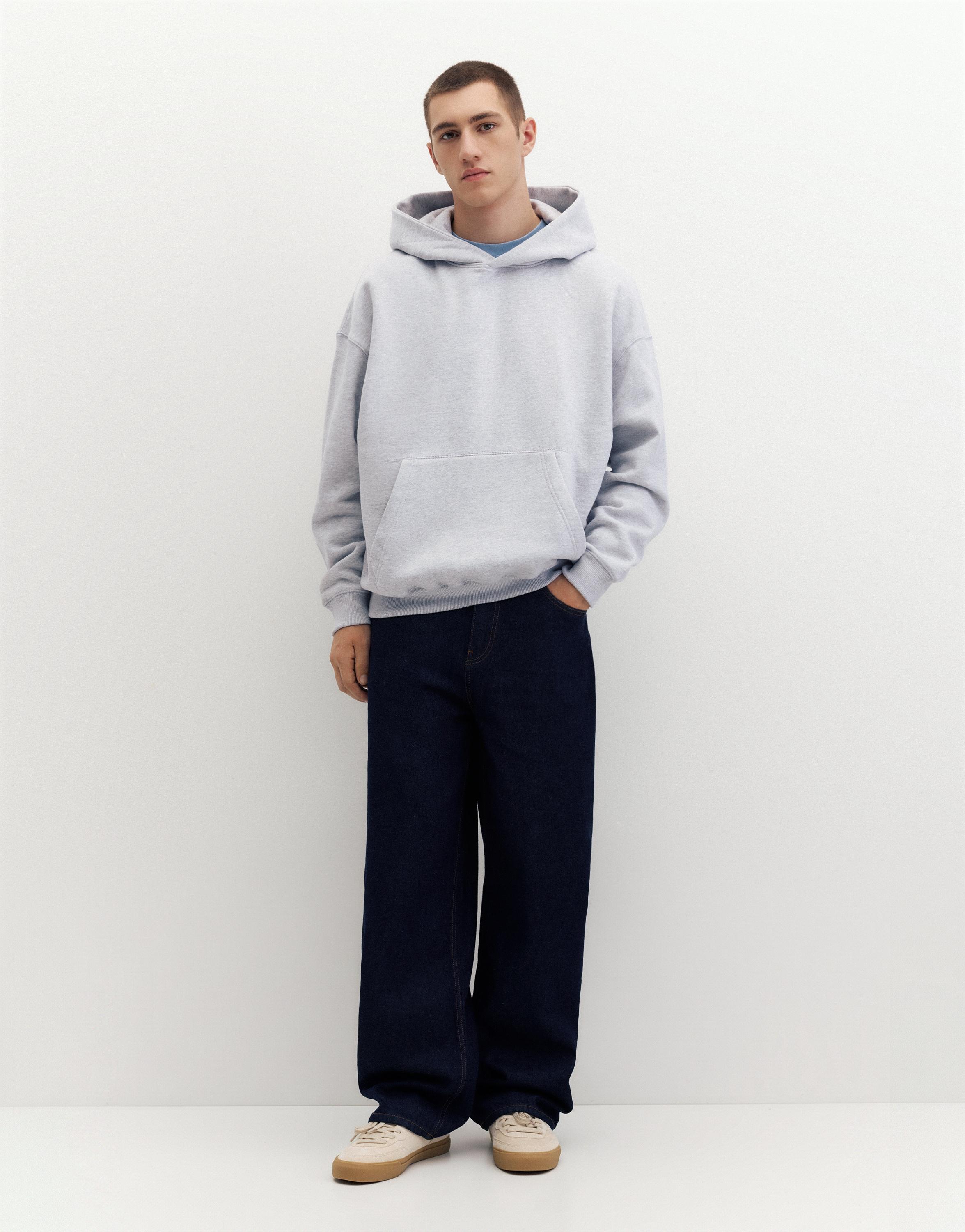 Boxy fit hoodie — Pale marl