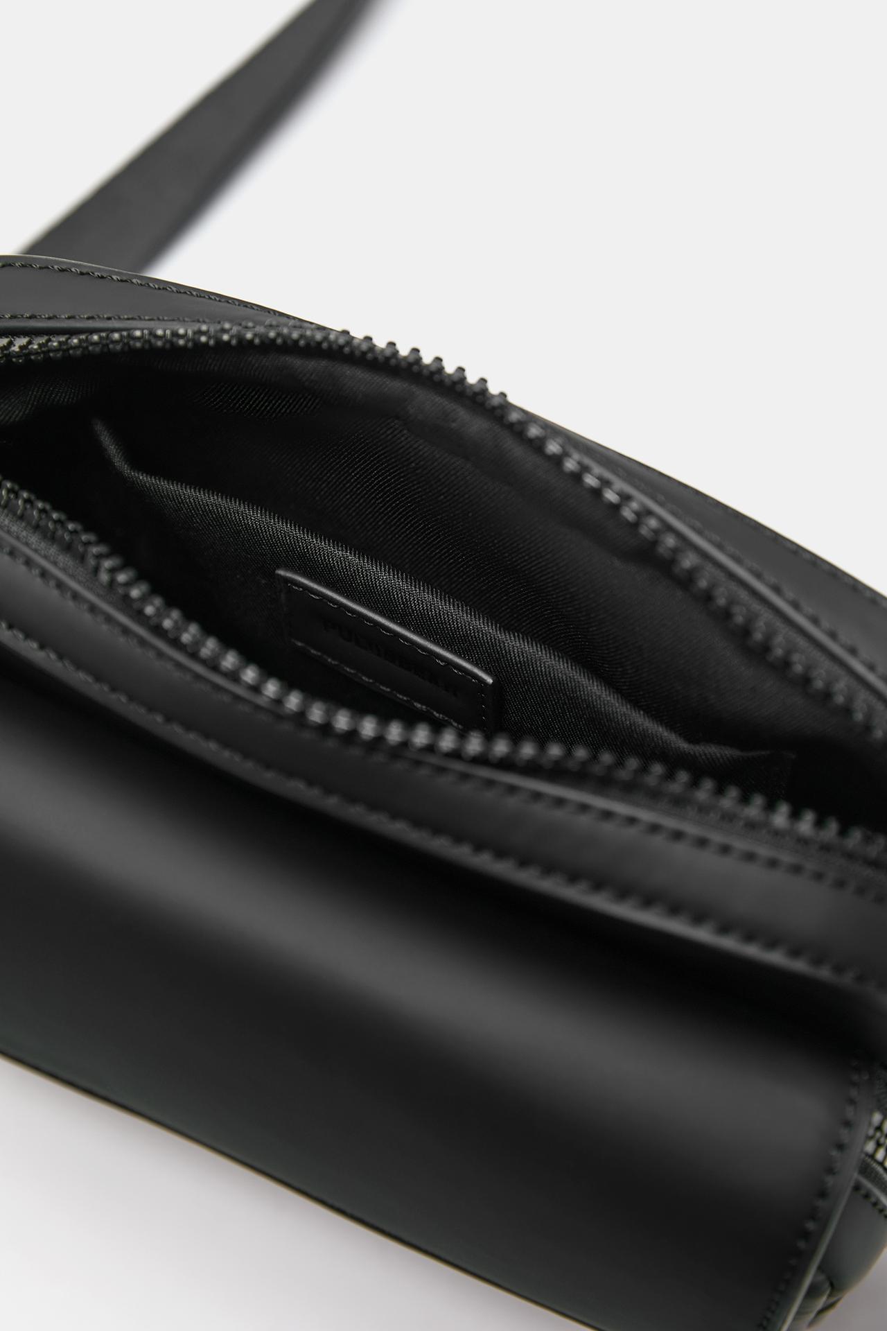 Rubberised crossbody bag — Black