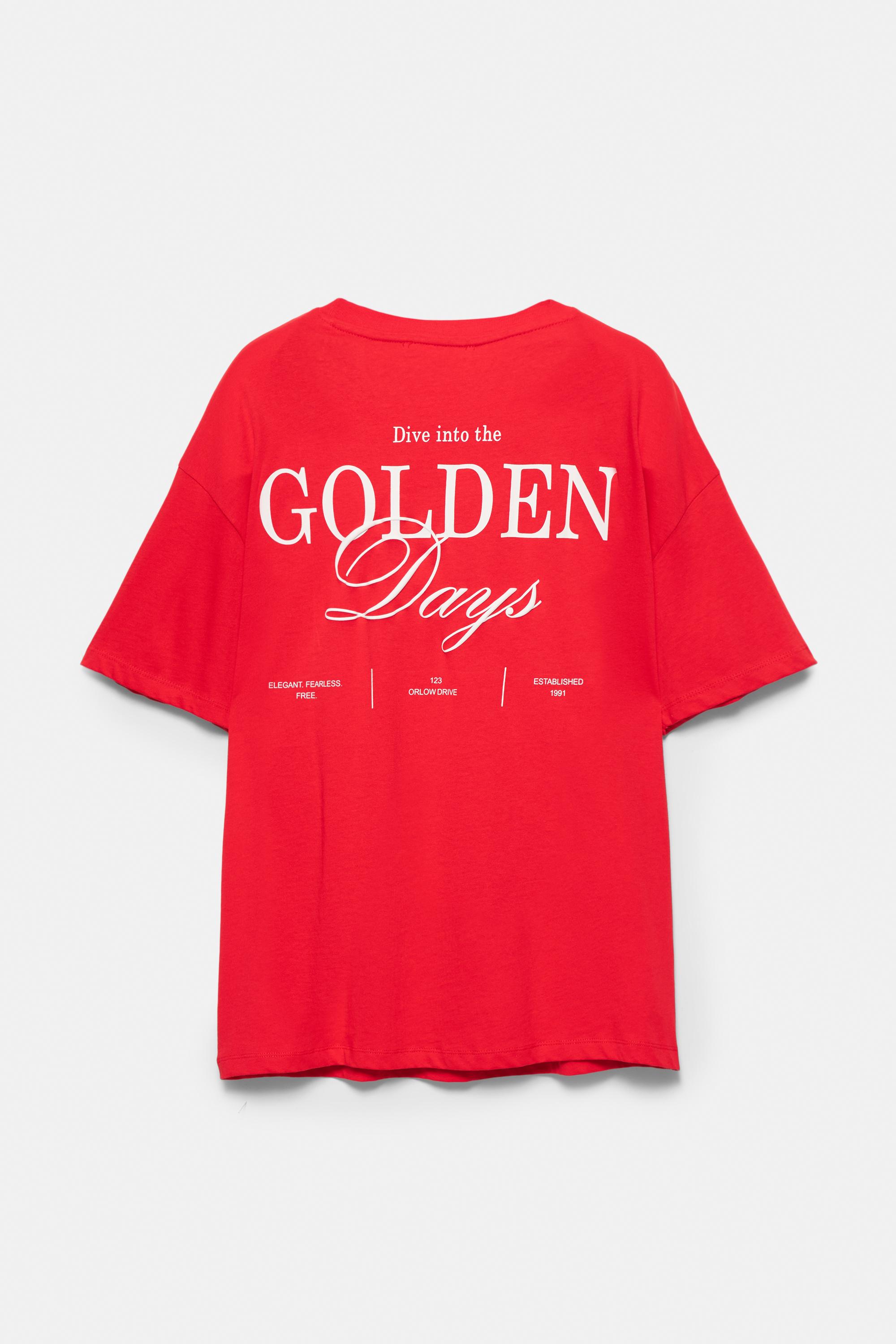 Red tişört with graphic and slogan