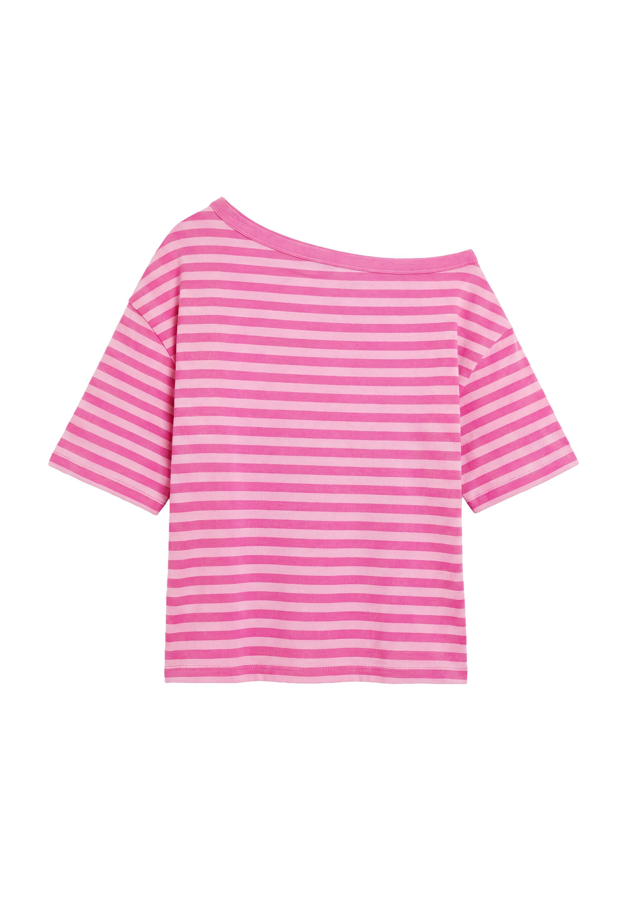 Asymmetric short sleeve T-shirt — Striped