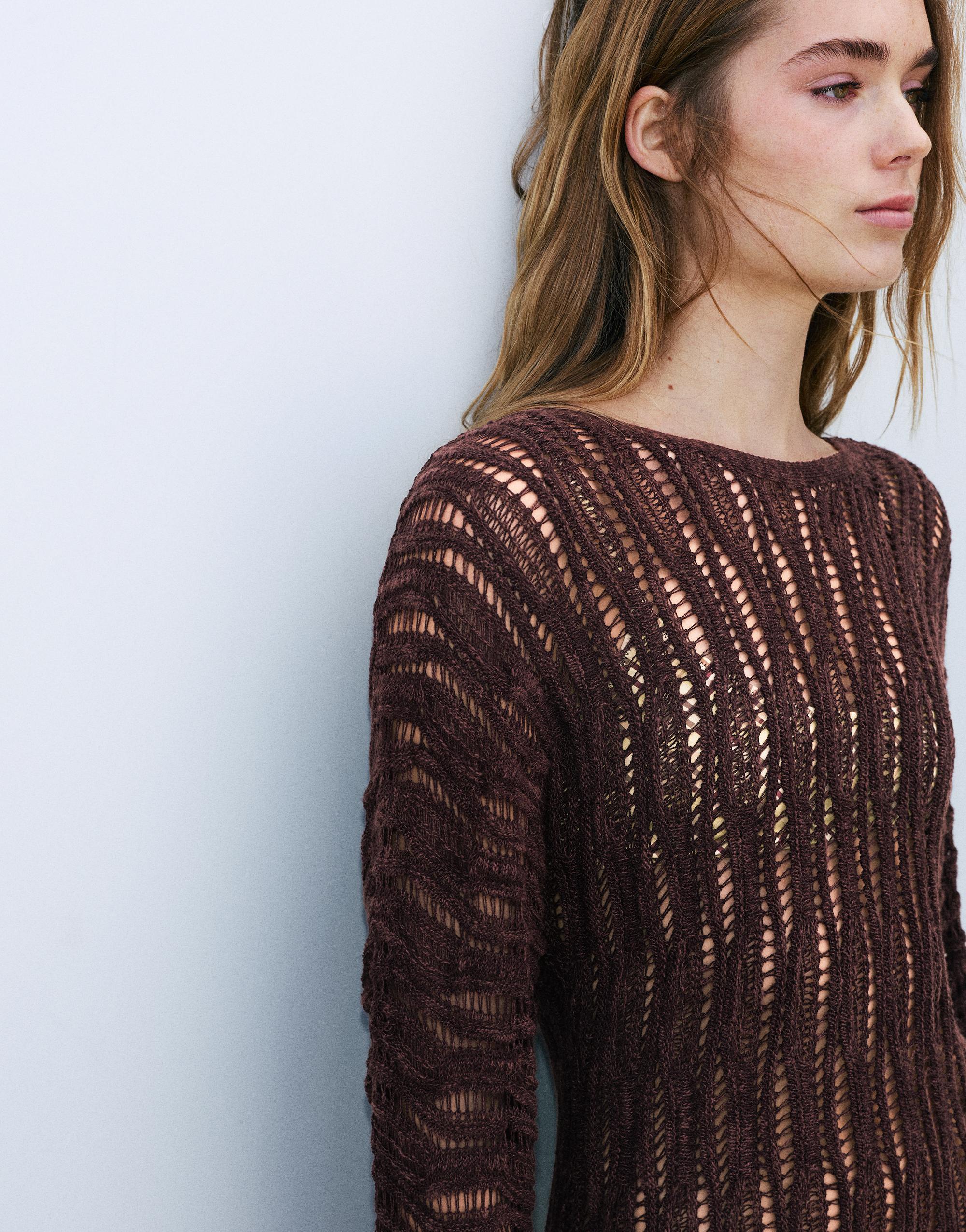 Cutwork jumper — Brown