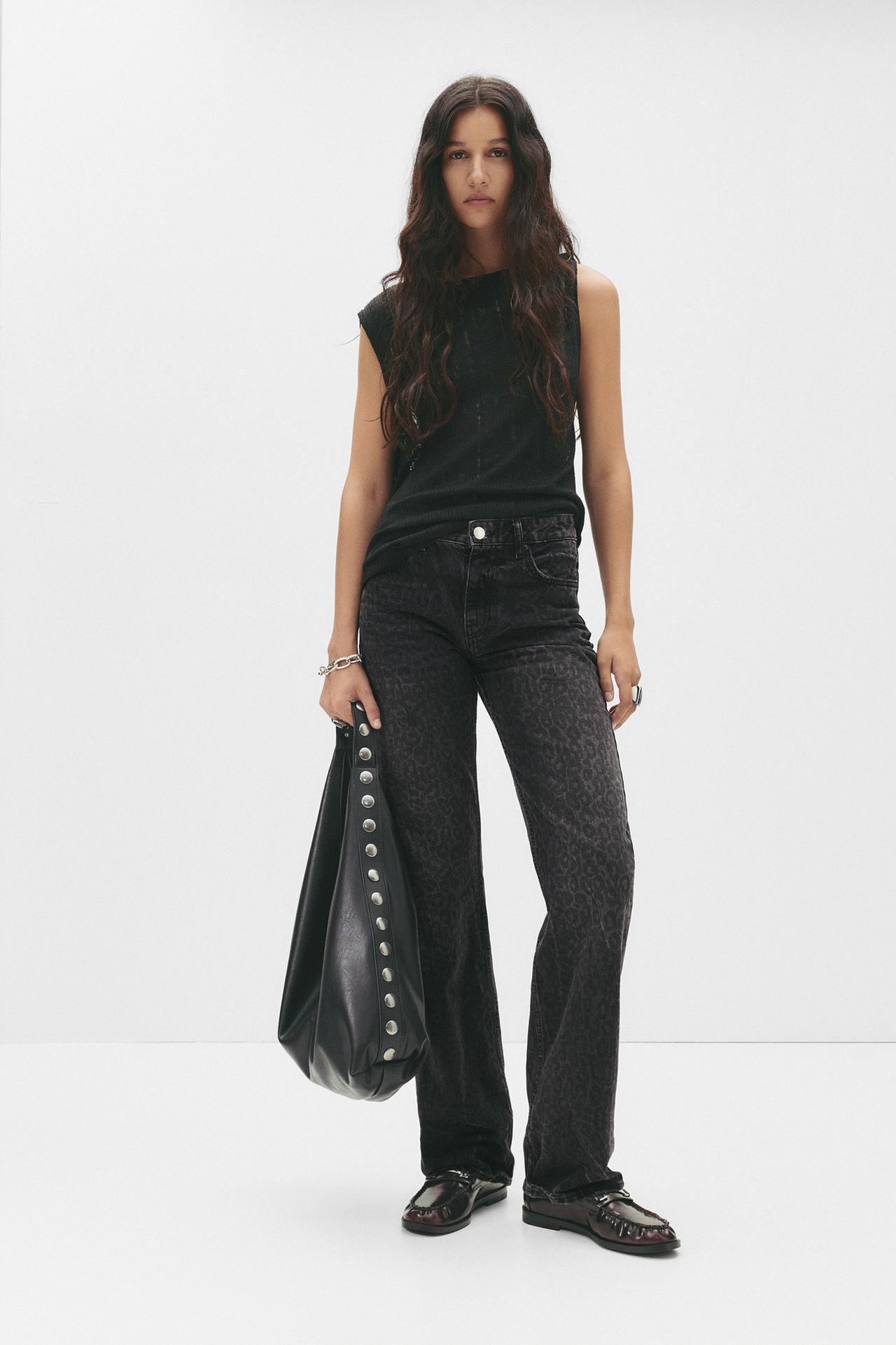 Jean droit léopard - pull&bear