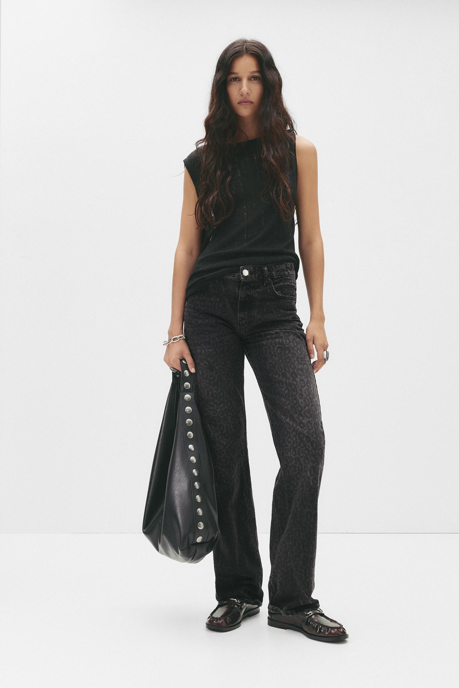 Gerade Geschnittene Jeans Mit Leopardenmuster