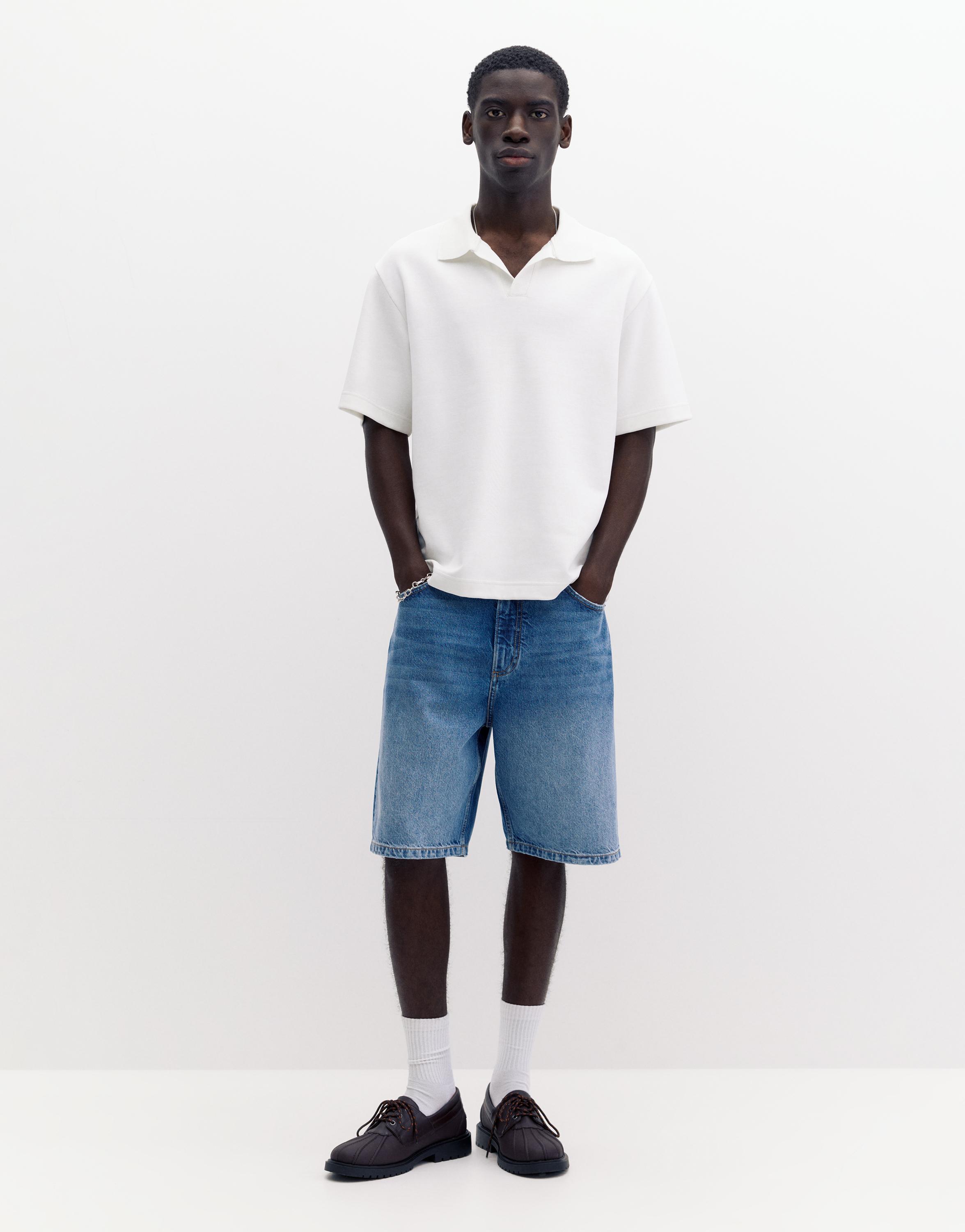 Short sleeve interlock polo shirt — Off white
