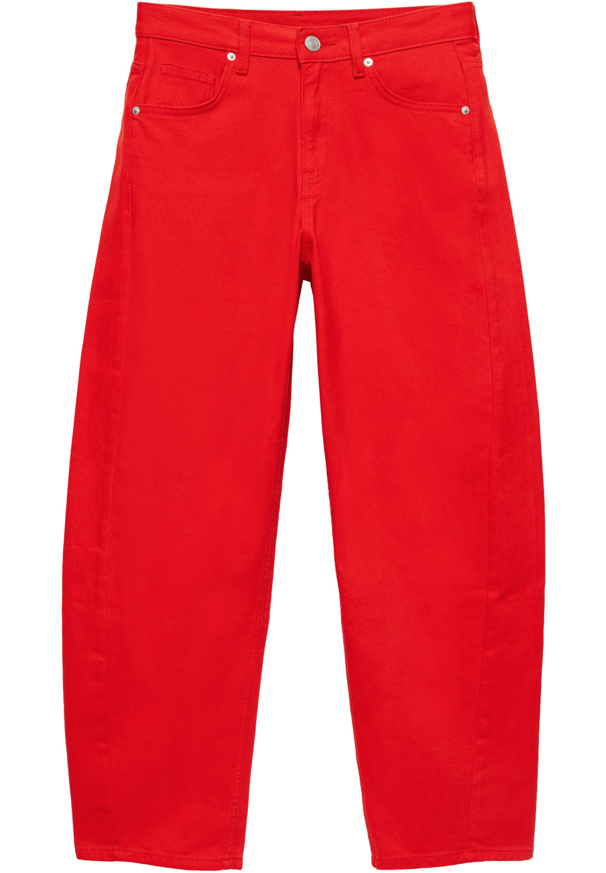 Low-rise barrel jeans — Red