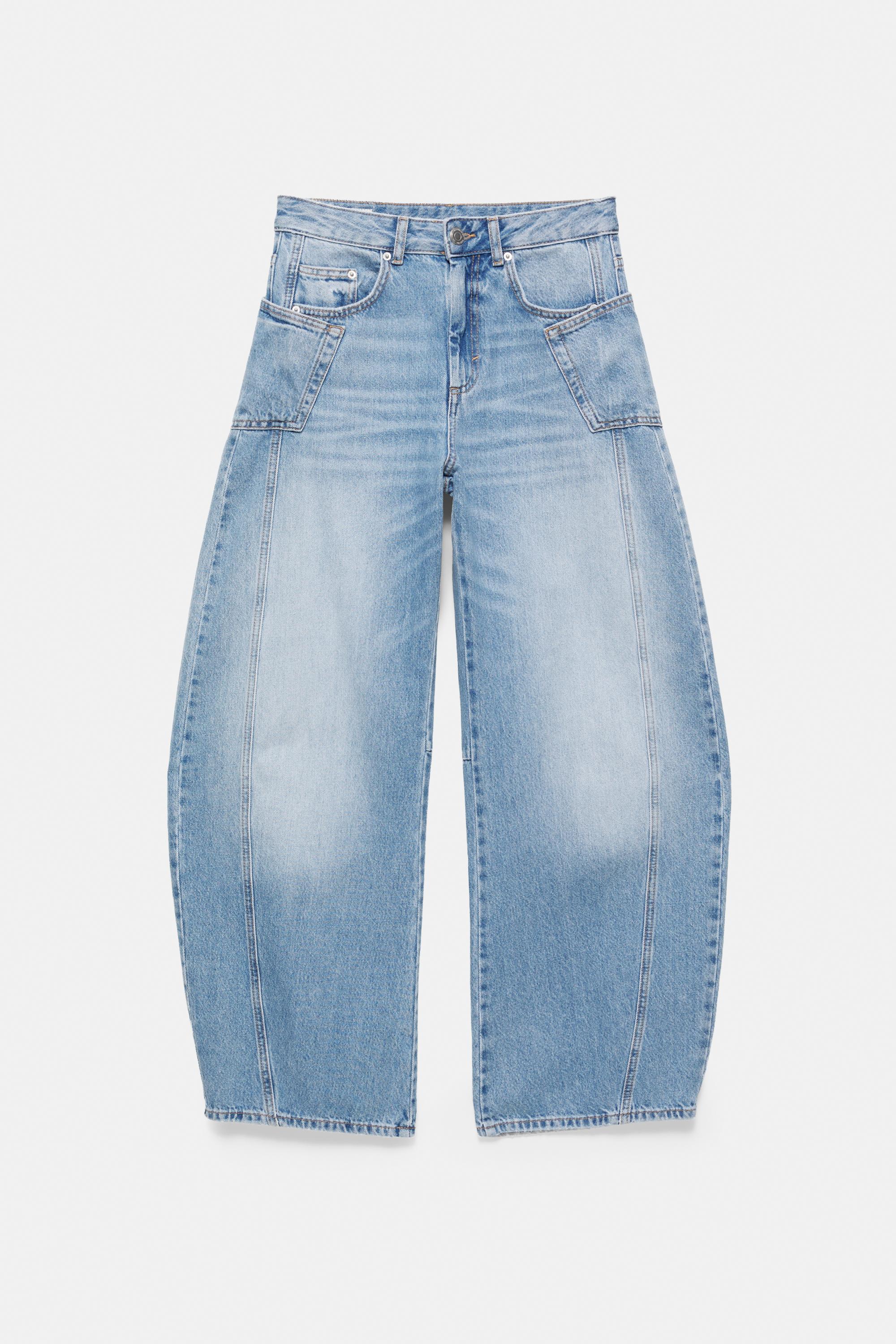 Seam detail balloon-fit baggy jeans — Pale blue (alternate view)