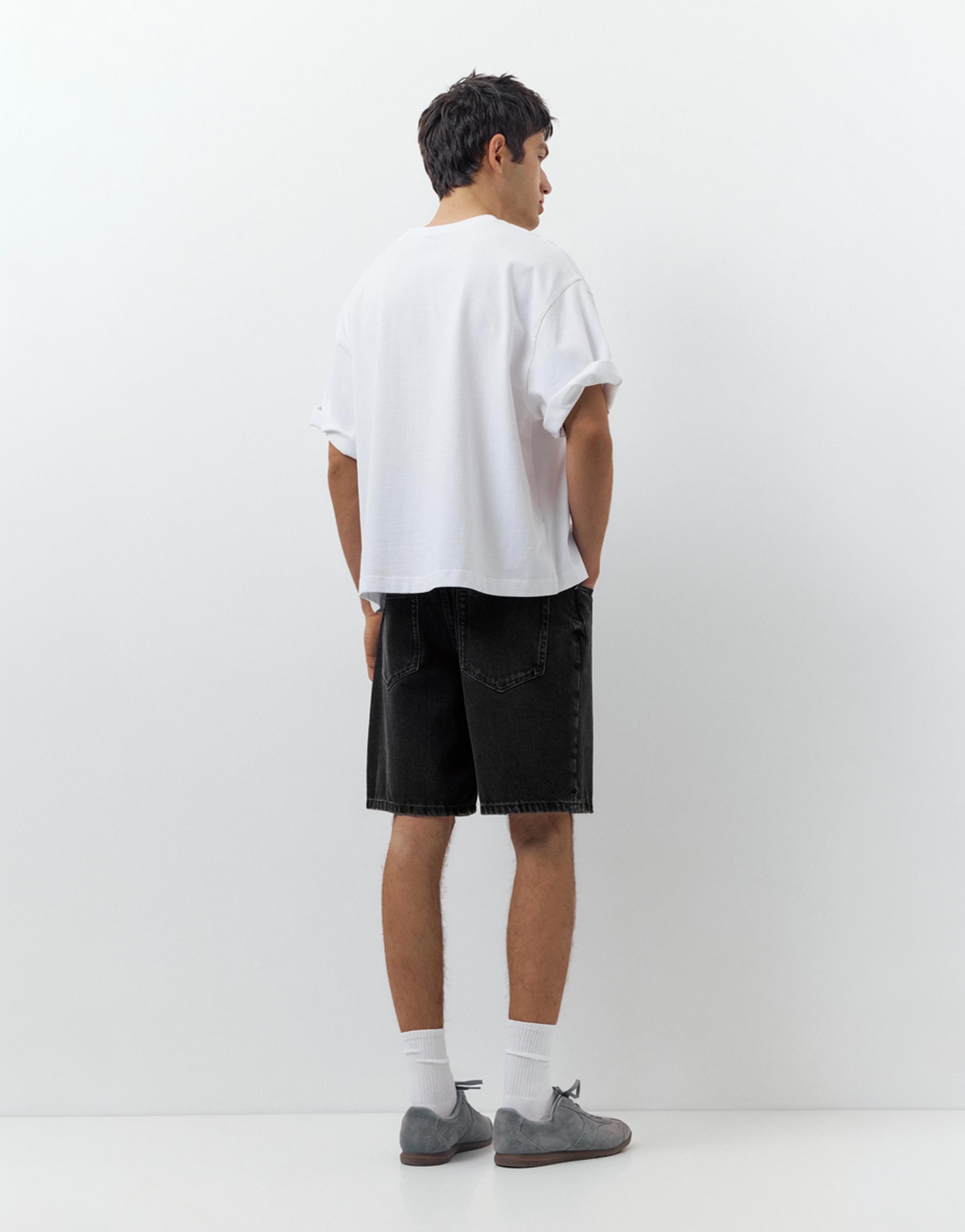 Standard denim Bermuda shorts — Faded black