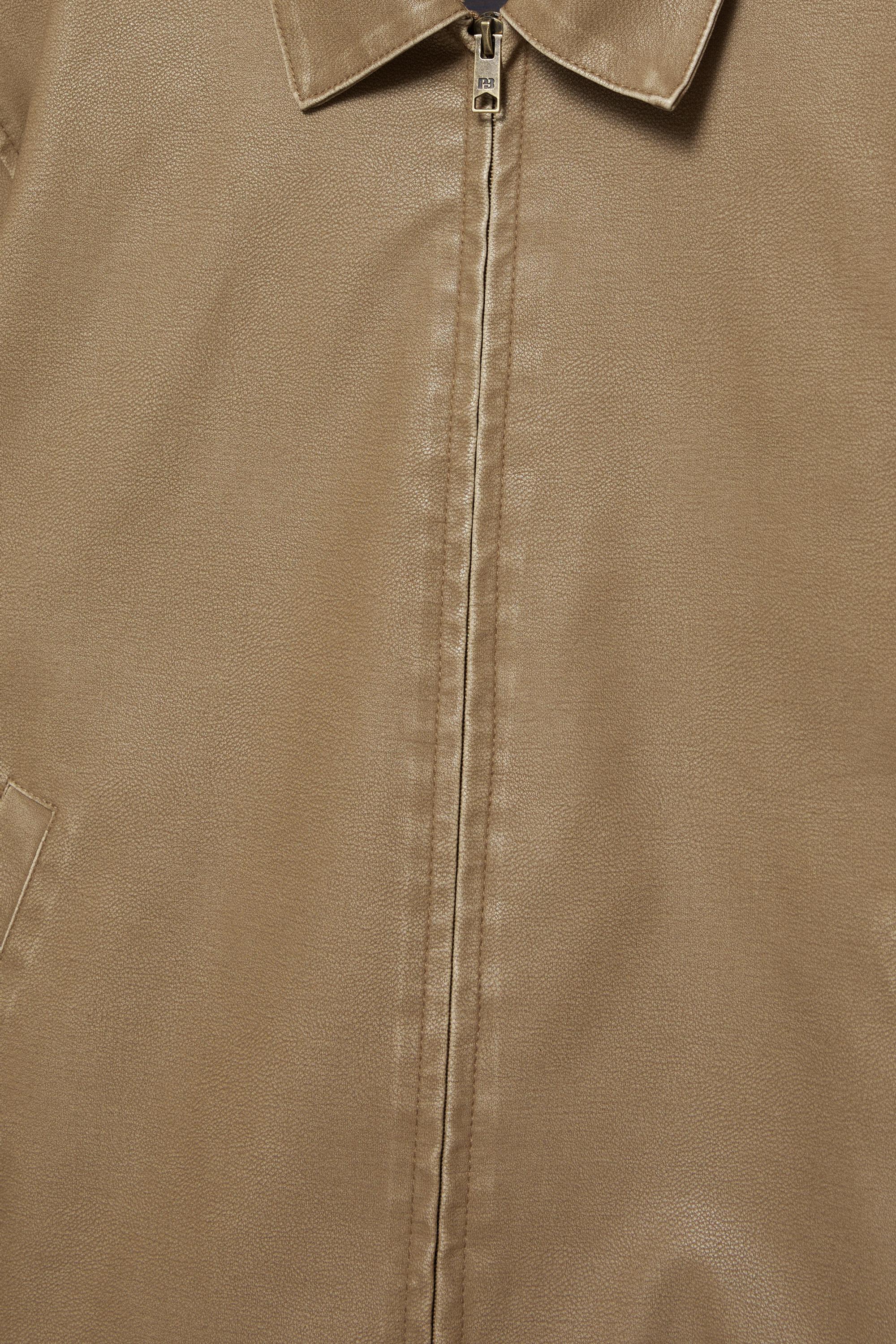 Yıkanmış suni deri ceket - Görsel 5