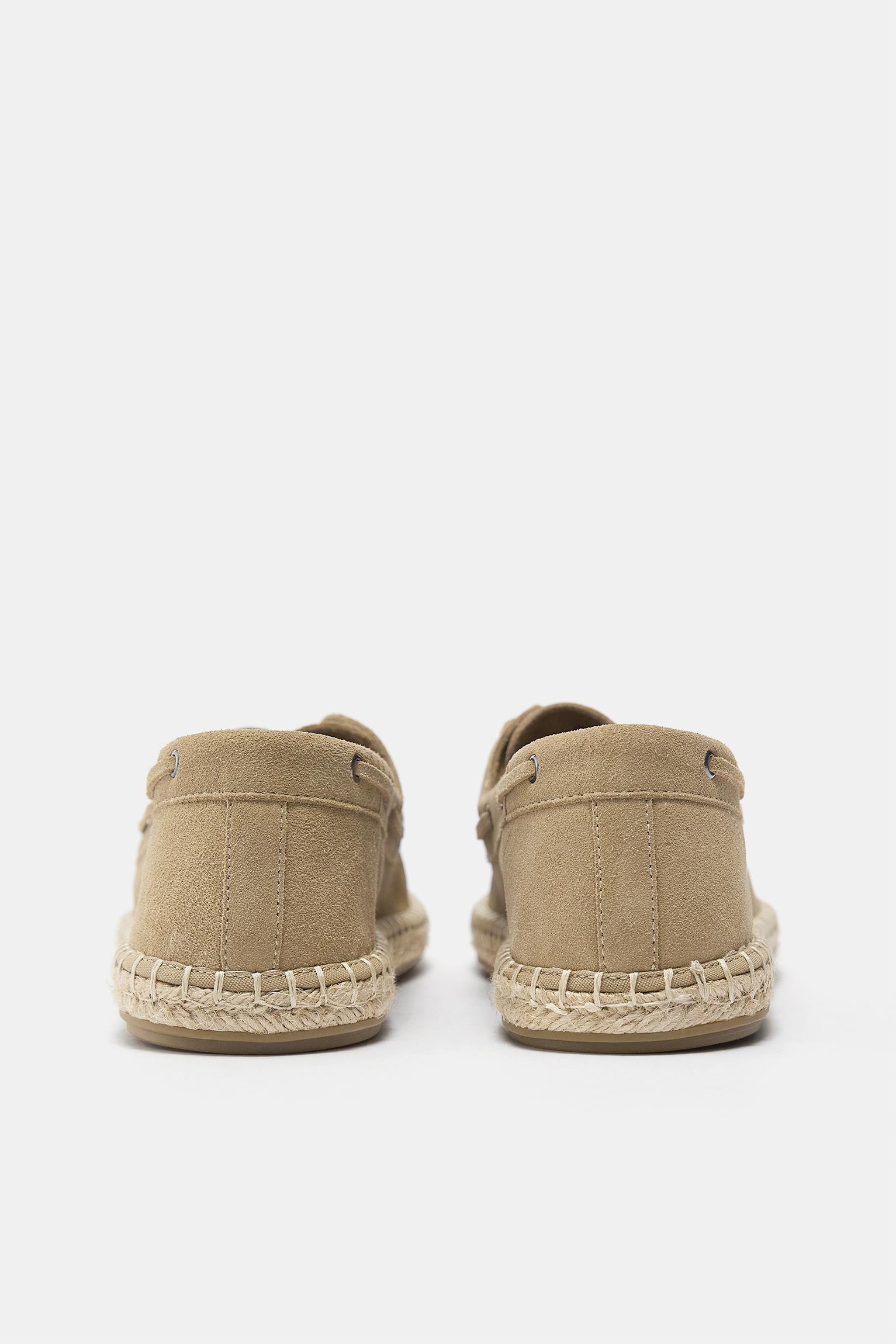 Leather jute boat shoes — Ecru