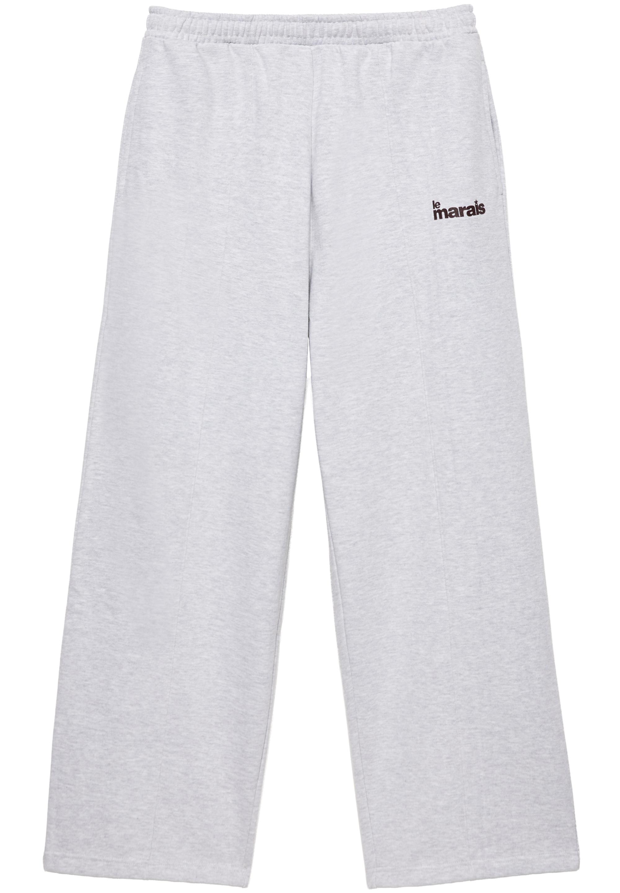 Graphic wide-leg trousers — Grey marl
