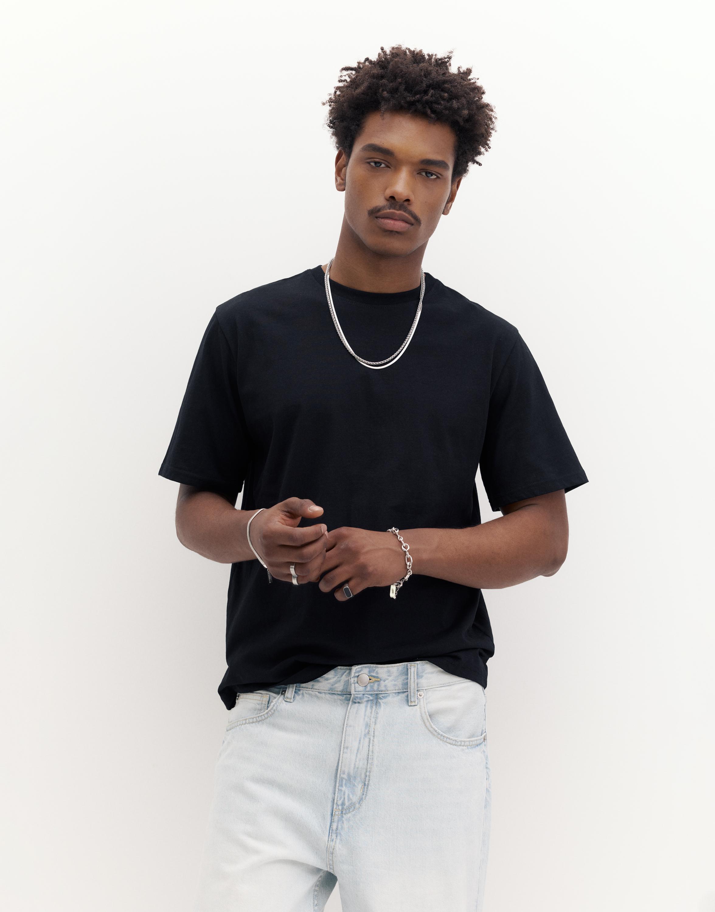 Basic short sleeve cotton T-shirt — Black