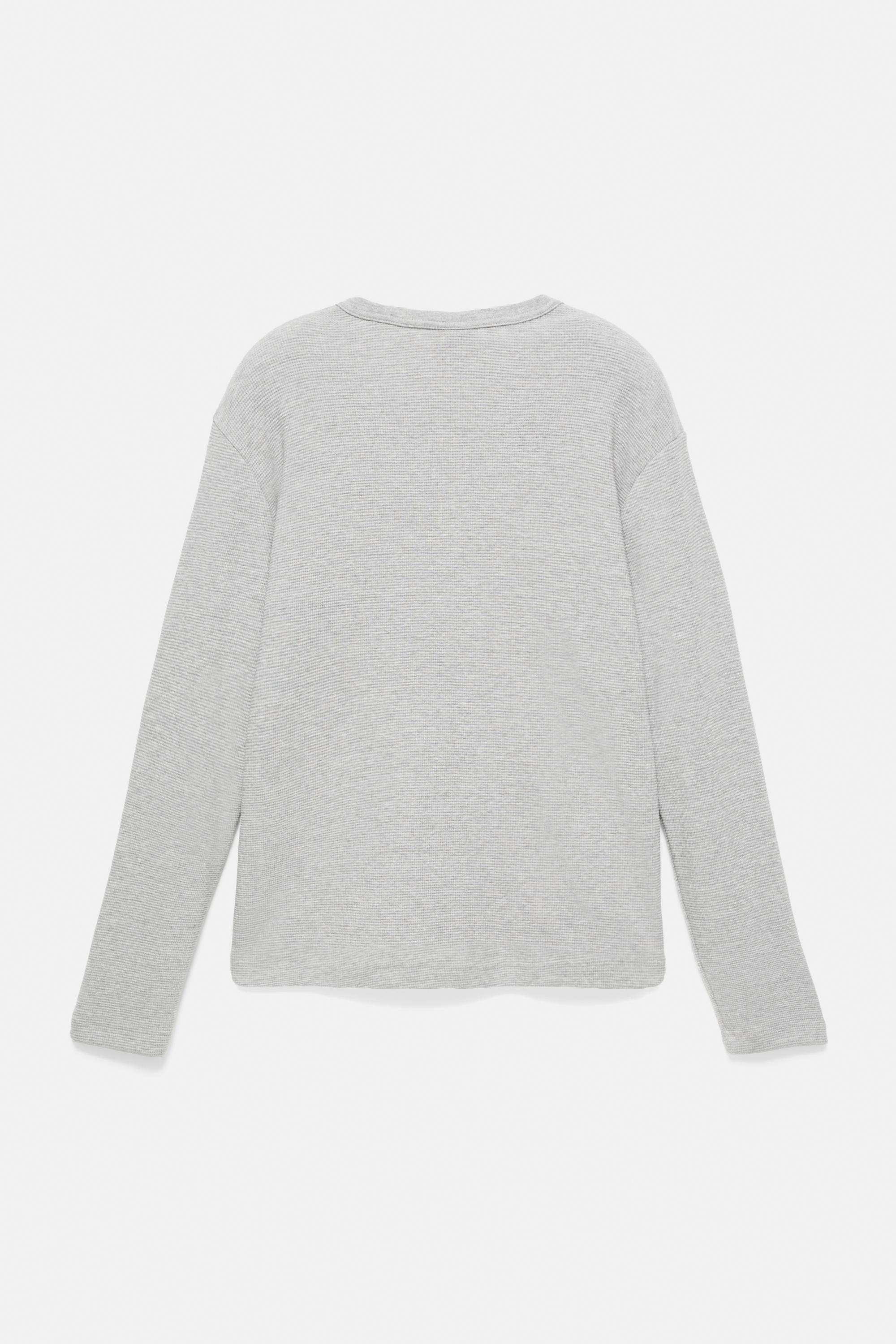 Waffle-knit long sleeve T-shirt — Pale marl