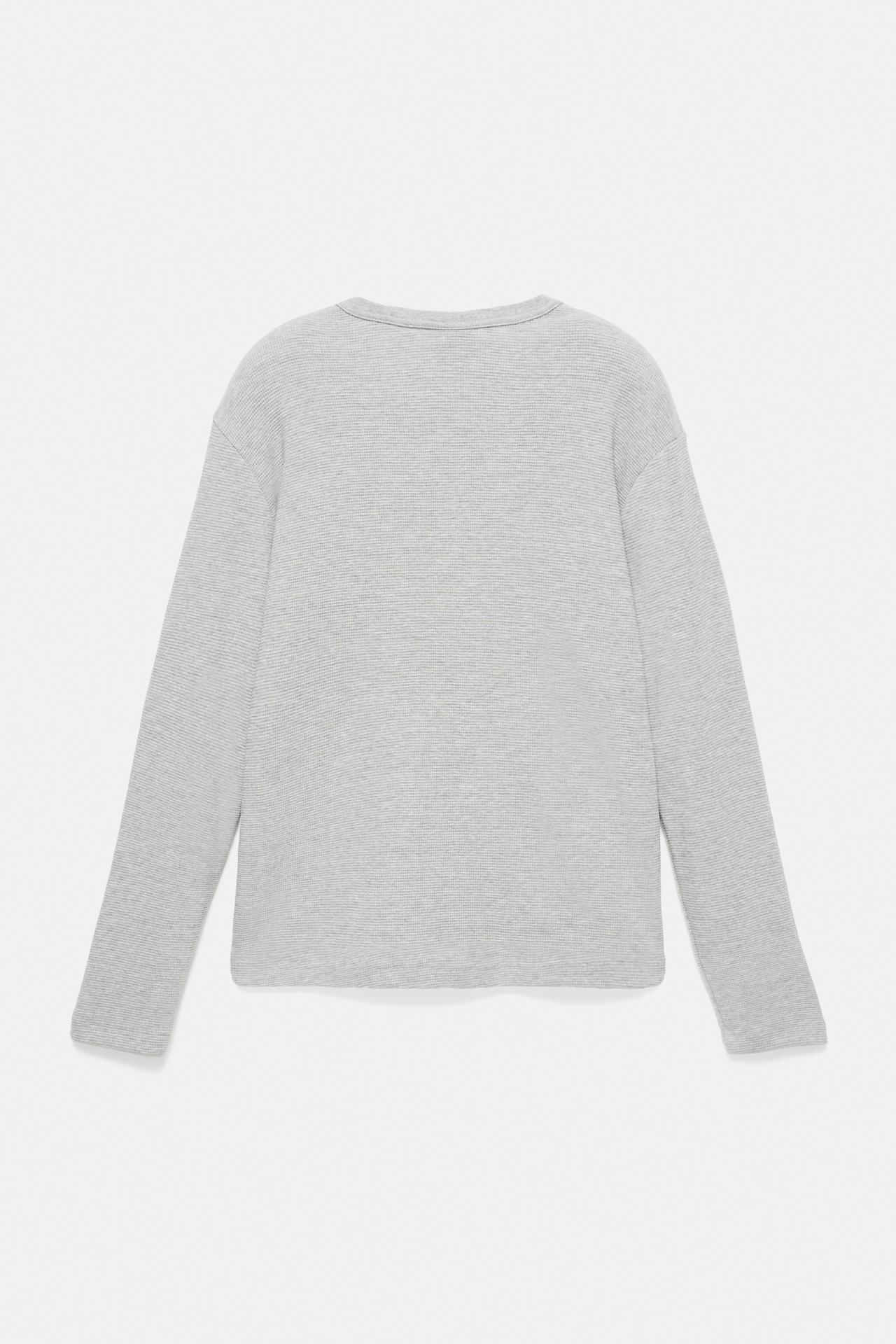 Long sleeve Henley T-shirt — Pale marl