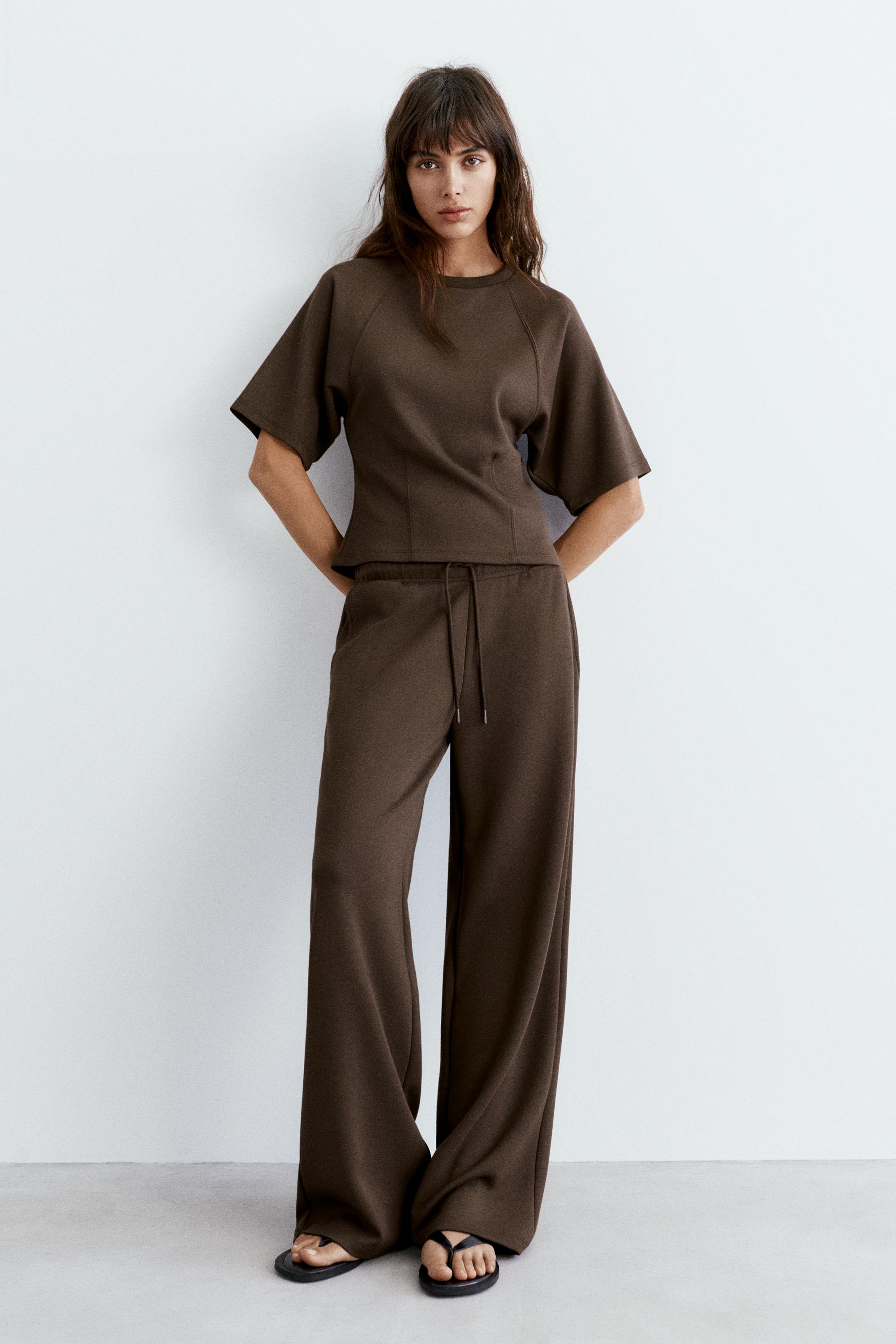 Soft touch short sleeve sweatshirt — Brown