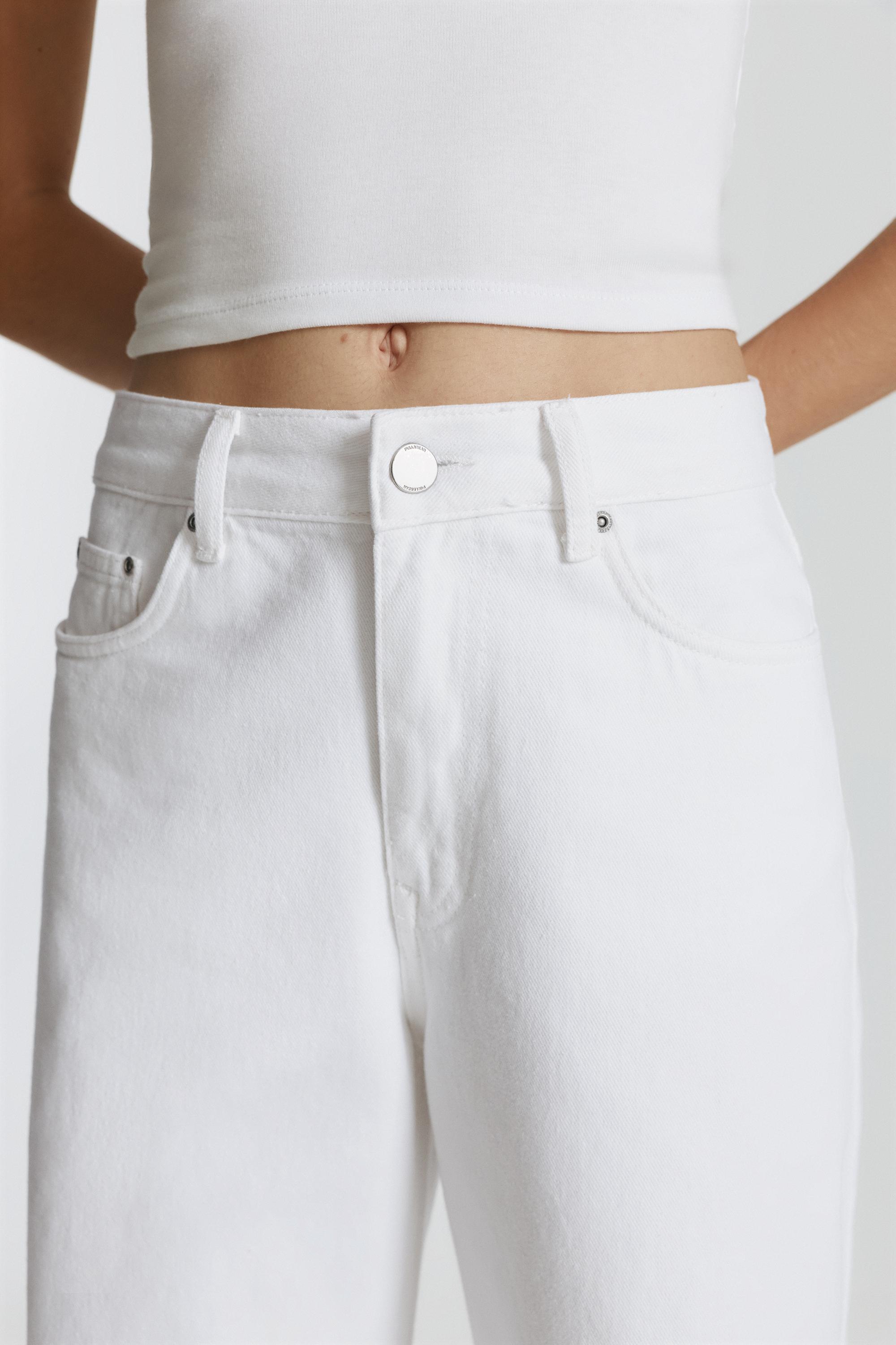 Mid-waist baggy jeans — White
