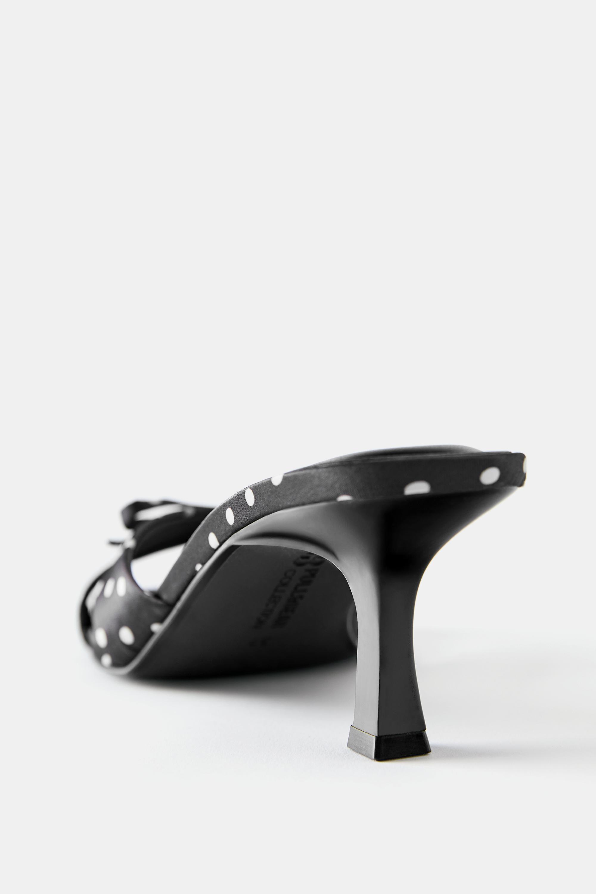Polka dot heeled sandals — Black