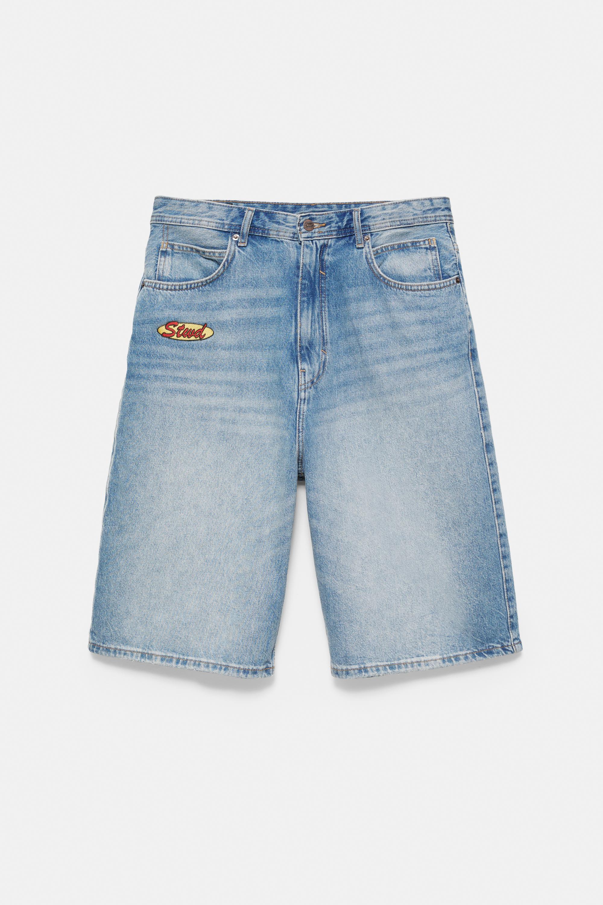 Skater denim Bermuda shorts — Medium blue