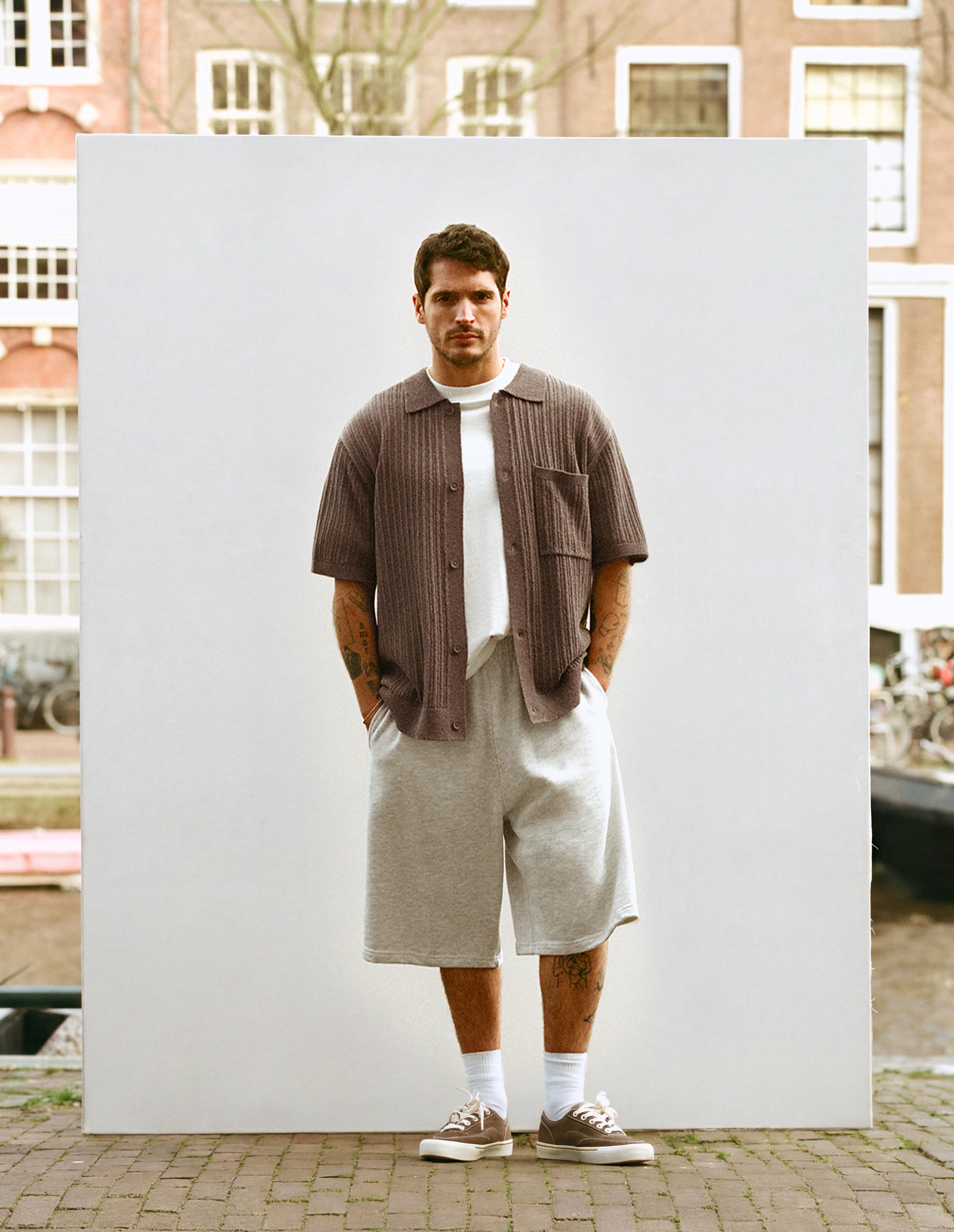 Kısa kollu örgü gömlek - Görsel 9