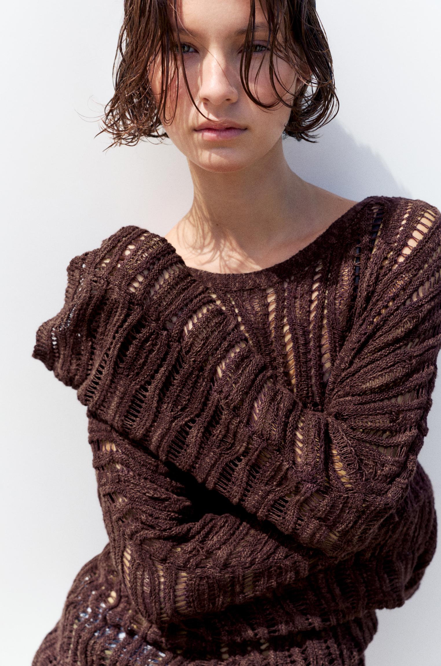 Cutwork jumper — Brown