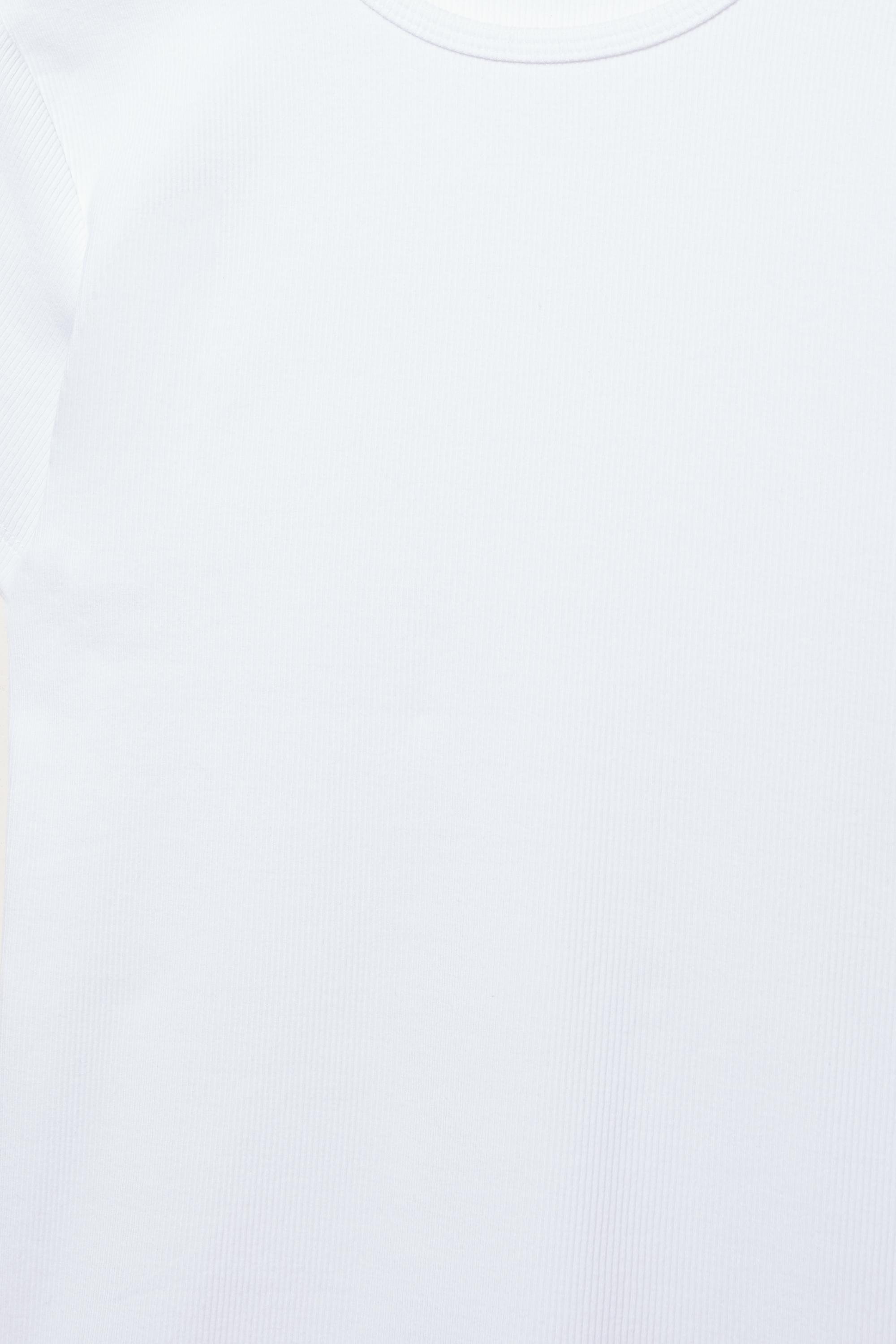 Ribbed short sleeve T-shirt — White