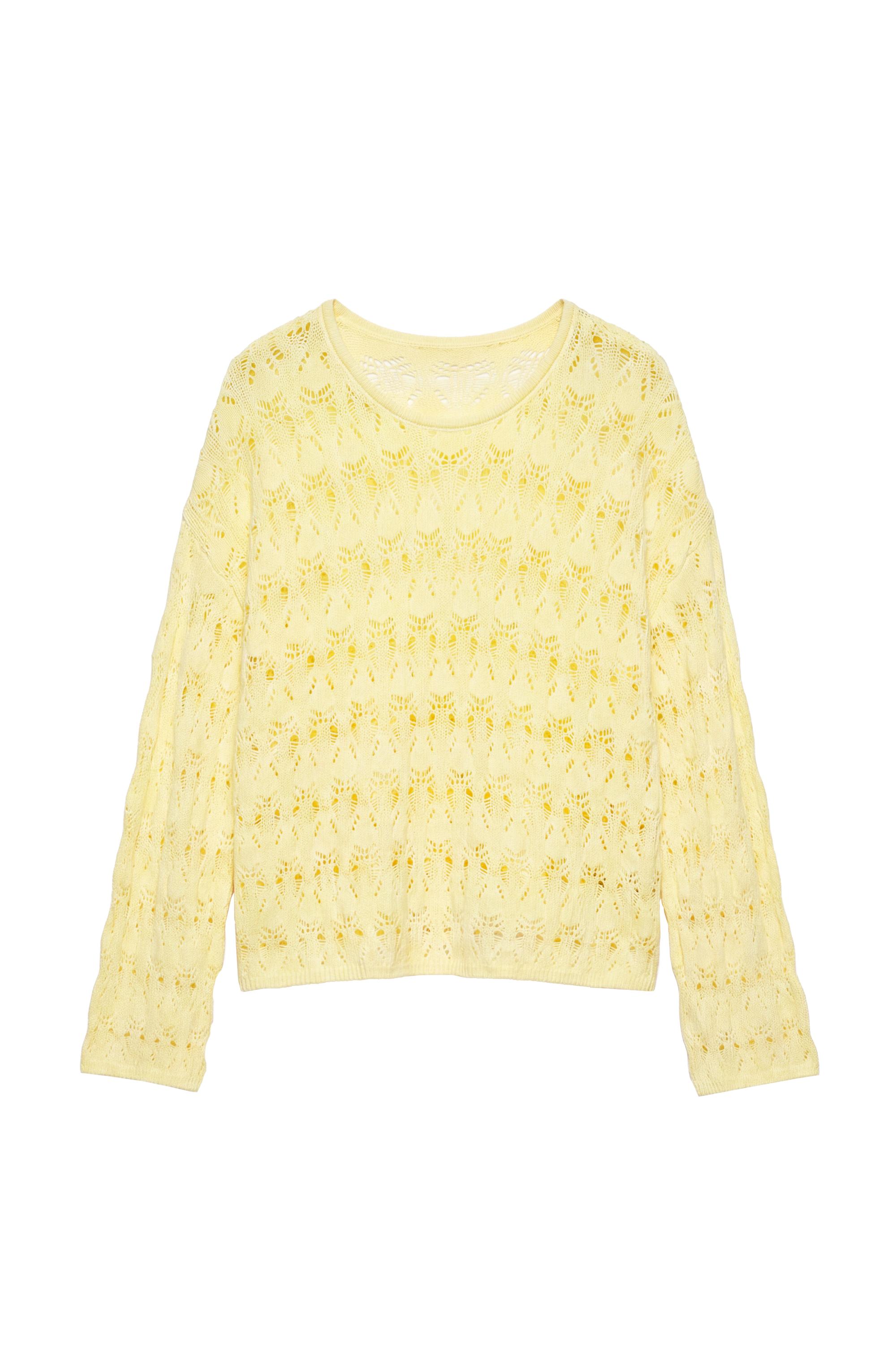 Pull&Bear Sarı ajurlu kazak görsel 2